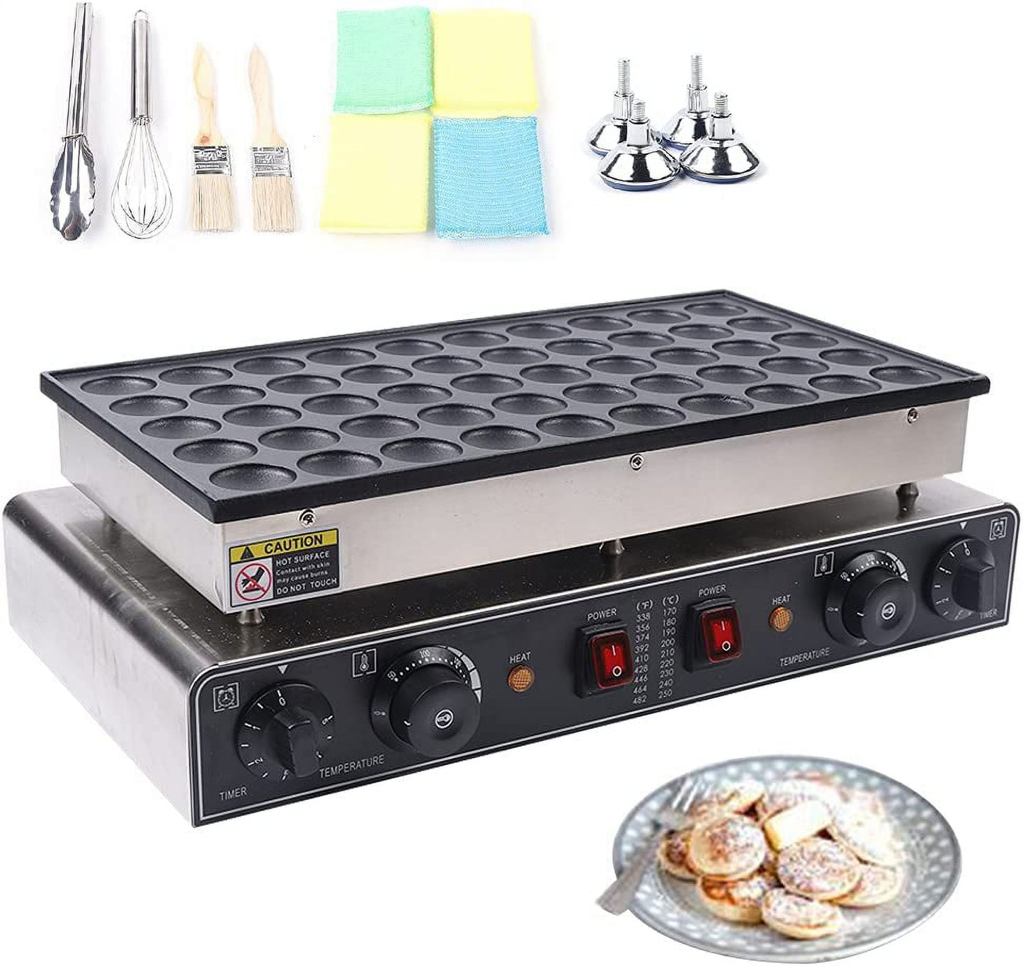 Mini Dutch Pancake Baker Maker, Commercial Electric Nonstick 36Pcs/50Pcs Poffertje Mini Pancake Maker Stainless Steel for Restaurants, Cafes Shops (50Pcs)