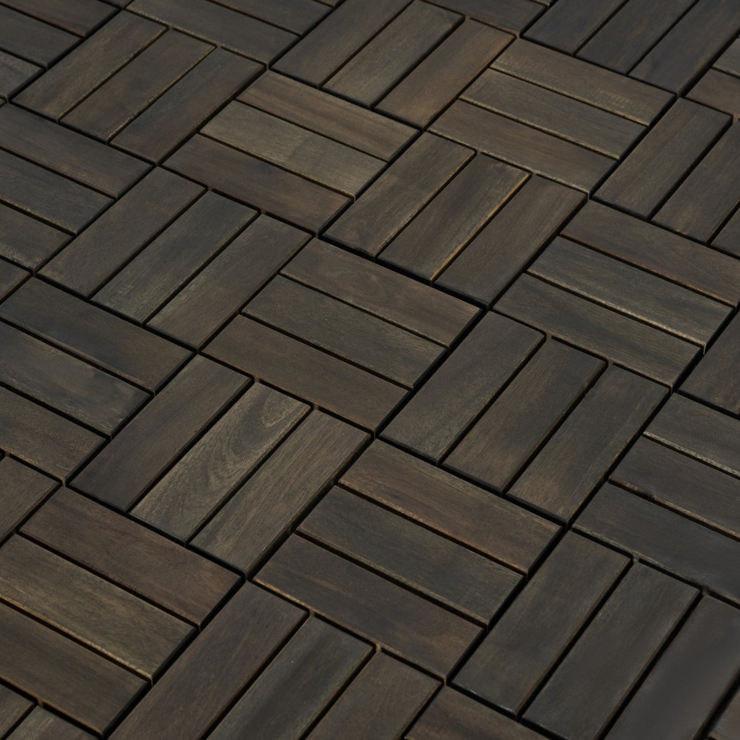 Miniyam 10 Piezas de Baldosas Entrelazadas, 12" x 12", Madera de Acacia, para Balcón Exterior JardÃn, Marrón Oscuro