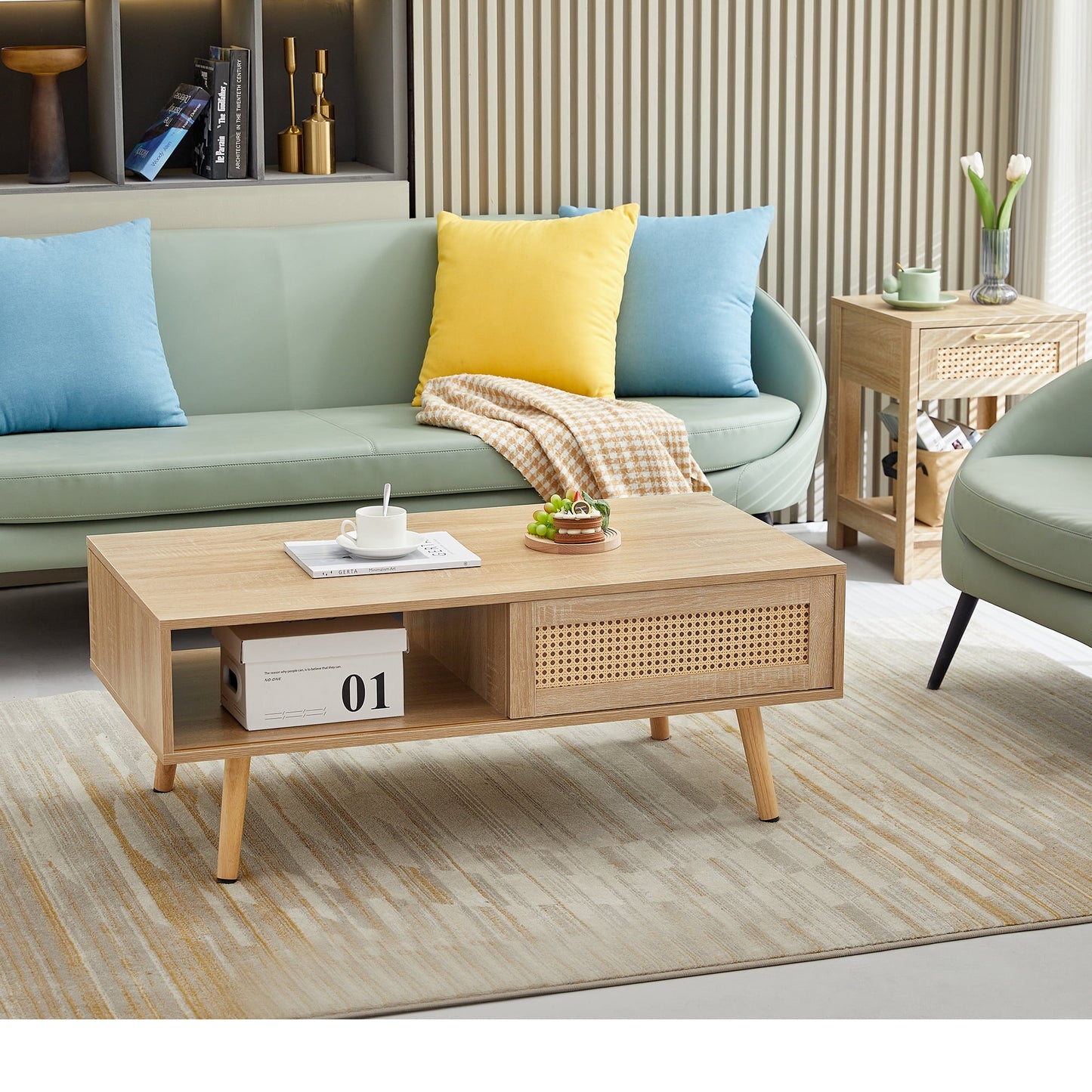 Mitinya Storage Rattan Coffee table, Natural