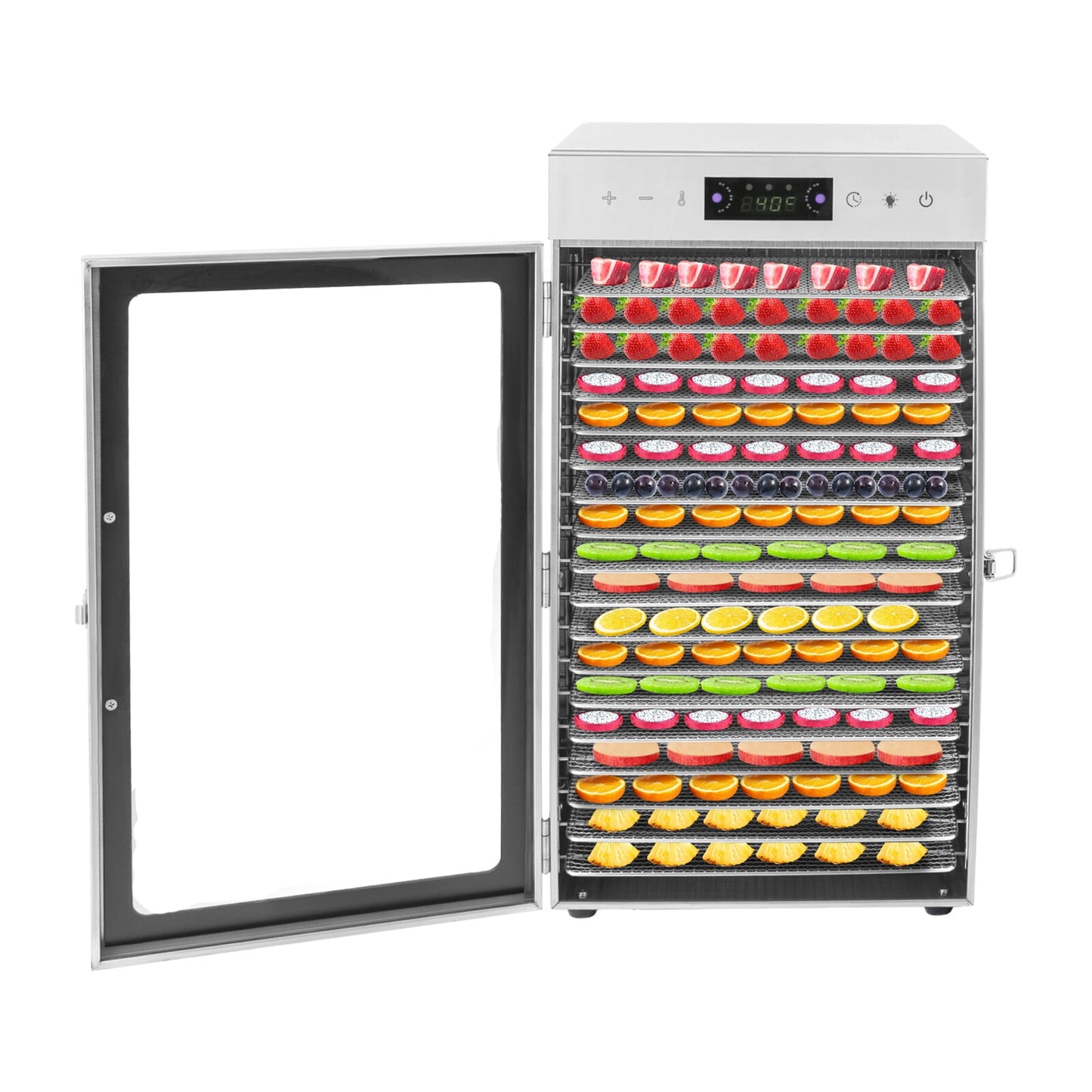 Miumaeov 18 Trays Commercial Food Dehydrator Stainless Steel Fruit Vegetable Food Dry Machine 800W 110V
