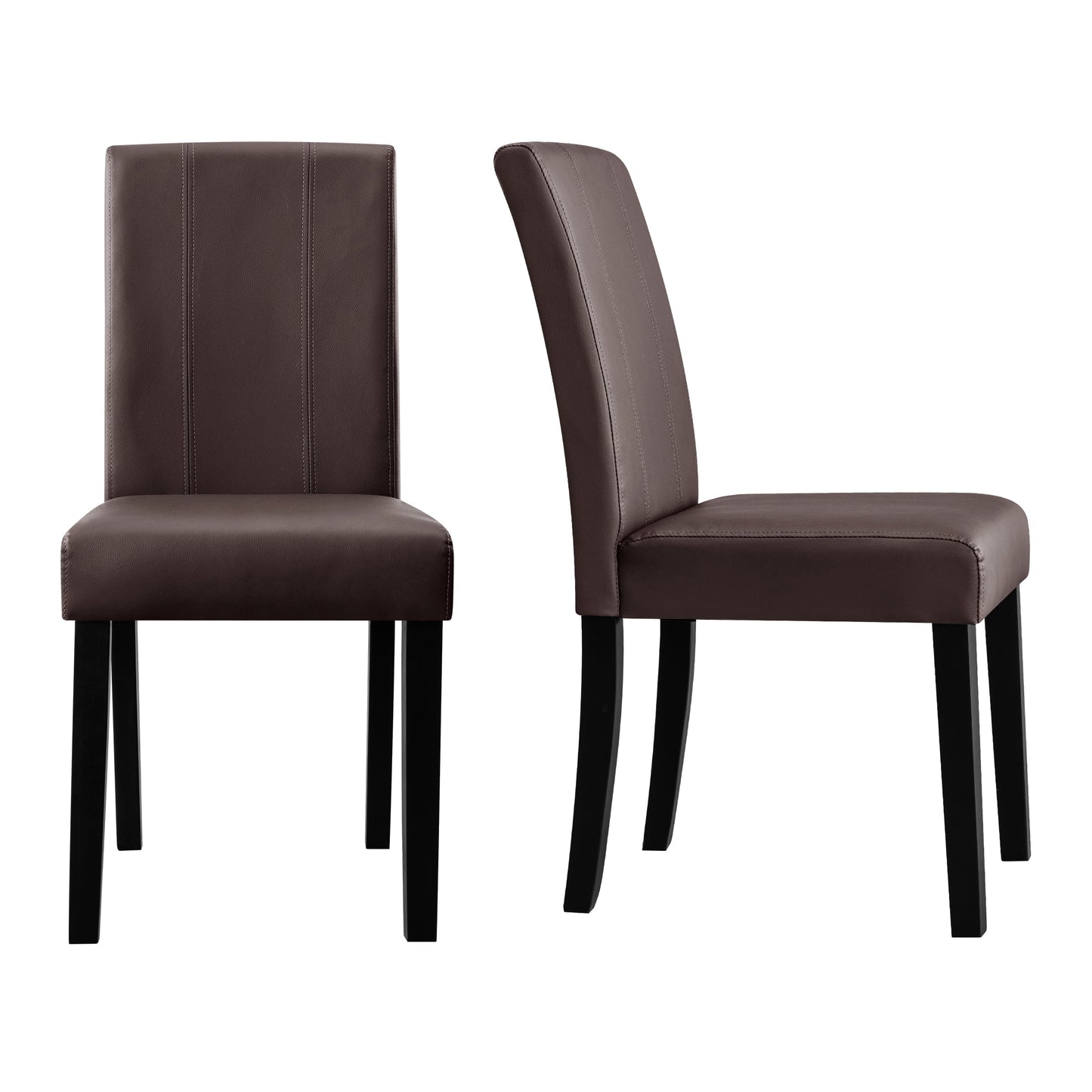 Modern Faux Leather Dining Chairs Set of 4 for Dining Room, Upholstered Parsons Chairs, Gray