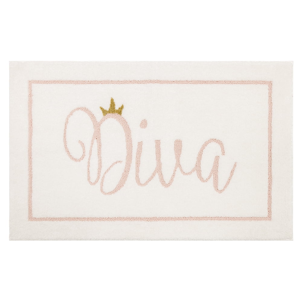 Mohawk Home Diva High/Low Pile Stain/Fade Resistant Non-Slip Machine Washable Bath Mat, White, 2' x 3' 4"