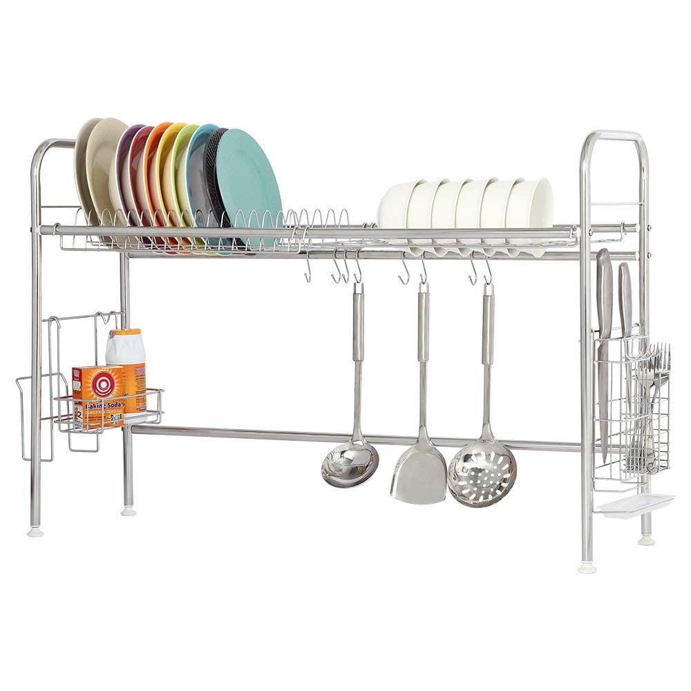 Nex Adjustable 35-37†x 9.8†x 24.5†Dish Rack, Black Stainless Steel
