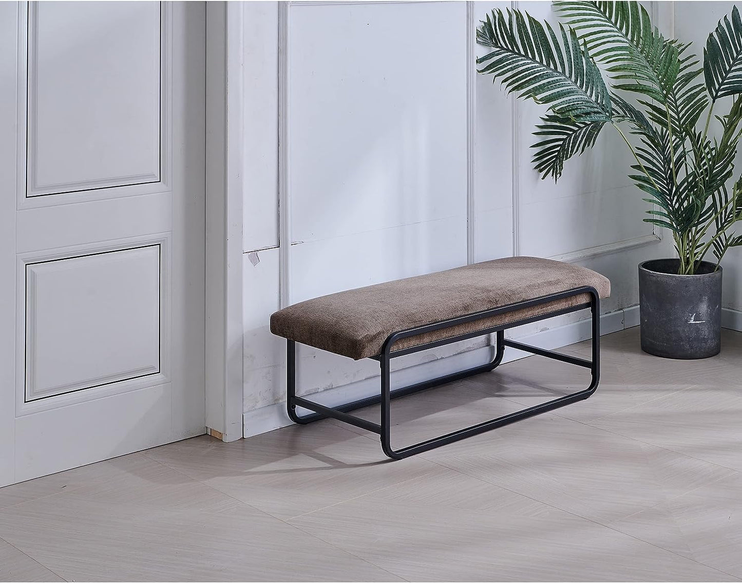 Nathaniel Home Upholstered Bedroom Benches, 60 inch Kids Ottoman Vegan Leather Footrest Stool, Accent Bench for Entryway Bedroom End of Bed, Brown