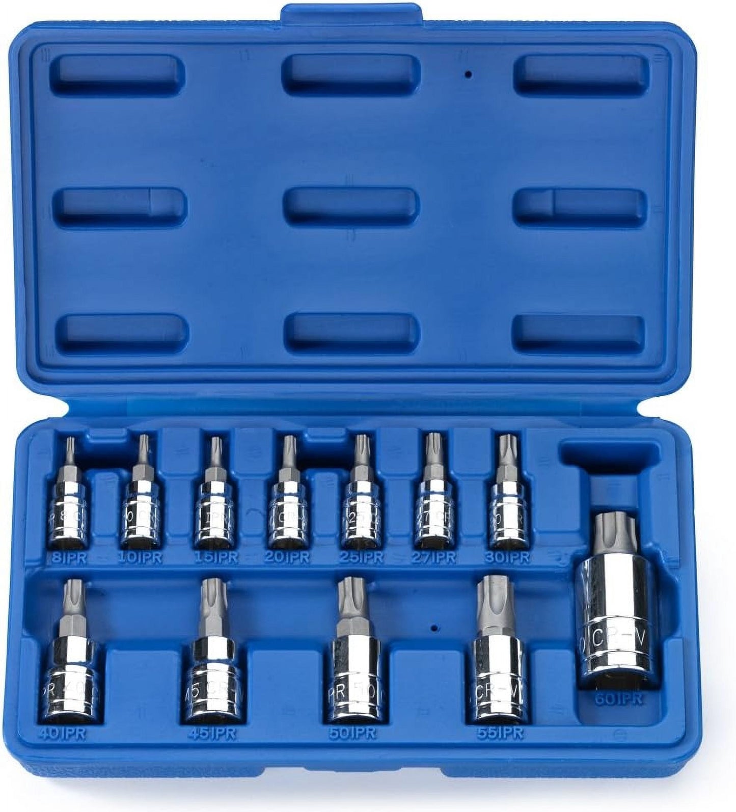Neiko 10085A Tamperproof Torx Plus Bit Socket Set 12 Piece 8 IPR - 60 IPR 5 Point Star Cr-V and S2 Steel High Impact ABS Blow Molded Case