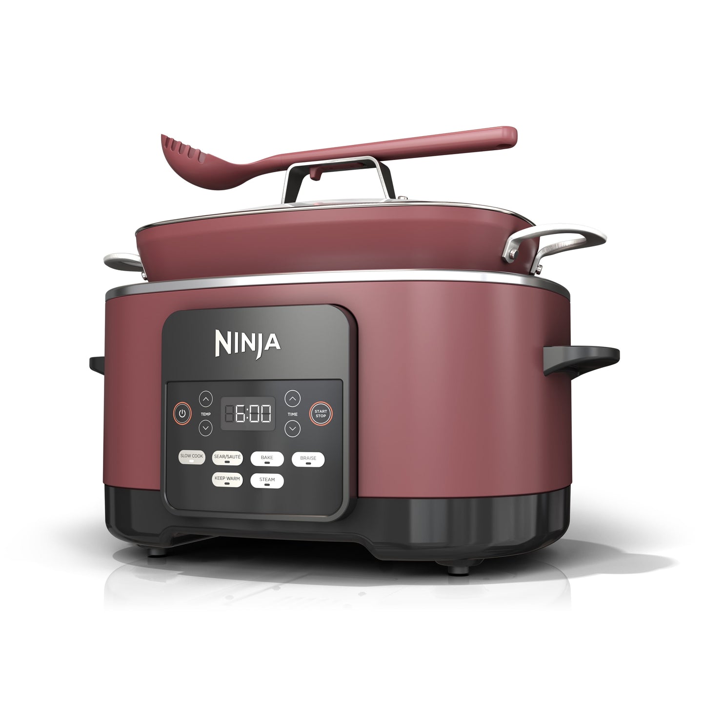 Ninja Foodi Possible Cooker, 8.5 Quart, 6-in-1 Multi-Cooker, Slow Cooker, Steamer, Glass Lid Integrated Cooking Utensil, Nonstick, Oven Safe Pot to 500°F, Cherry Tarte, MC1000WM