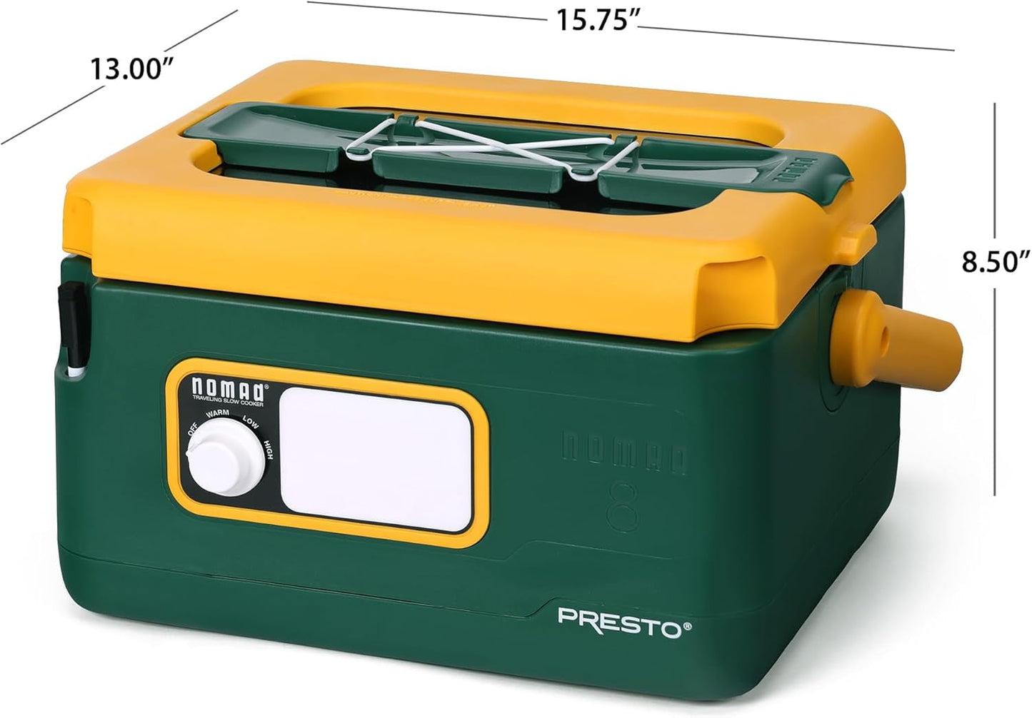 Nomad 8-Quart Traveling Slow Cooker with Locking Lid, Dry Erase Board, Green/Gold