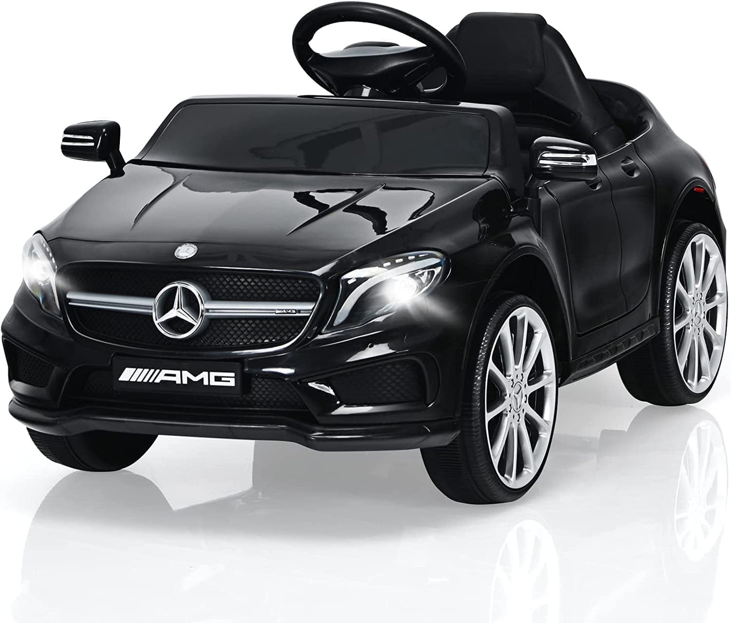 OLAKIDS 12V Electric Kids Ride on Car, Licensed Mercedes Benz GLA45 Toy Car with Remote Control, MP3 Plug, USB, 2 Speeds, LED Lights, Battery Powered Toy Vehicle for Toddler Children (Red)