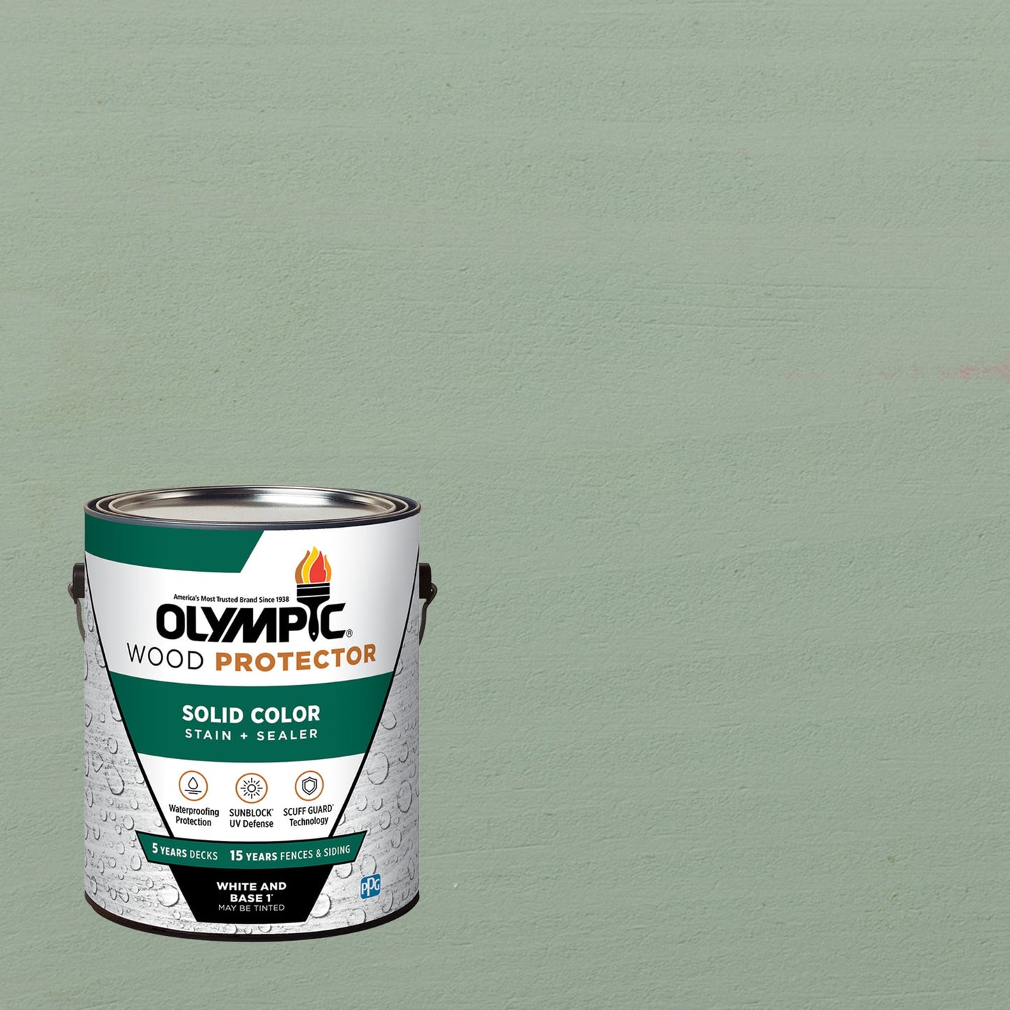 Olympic 1 Gallon SC-1053 North Pole Exterior Solid Wood Protector Stain Plus Sealer in One
