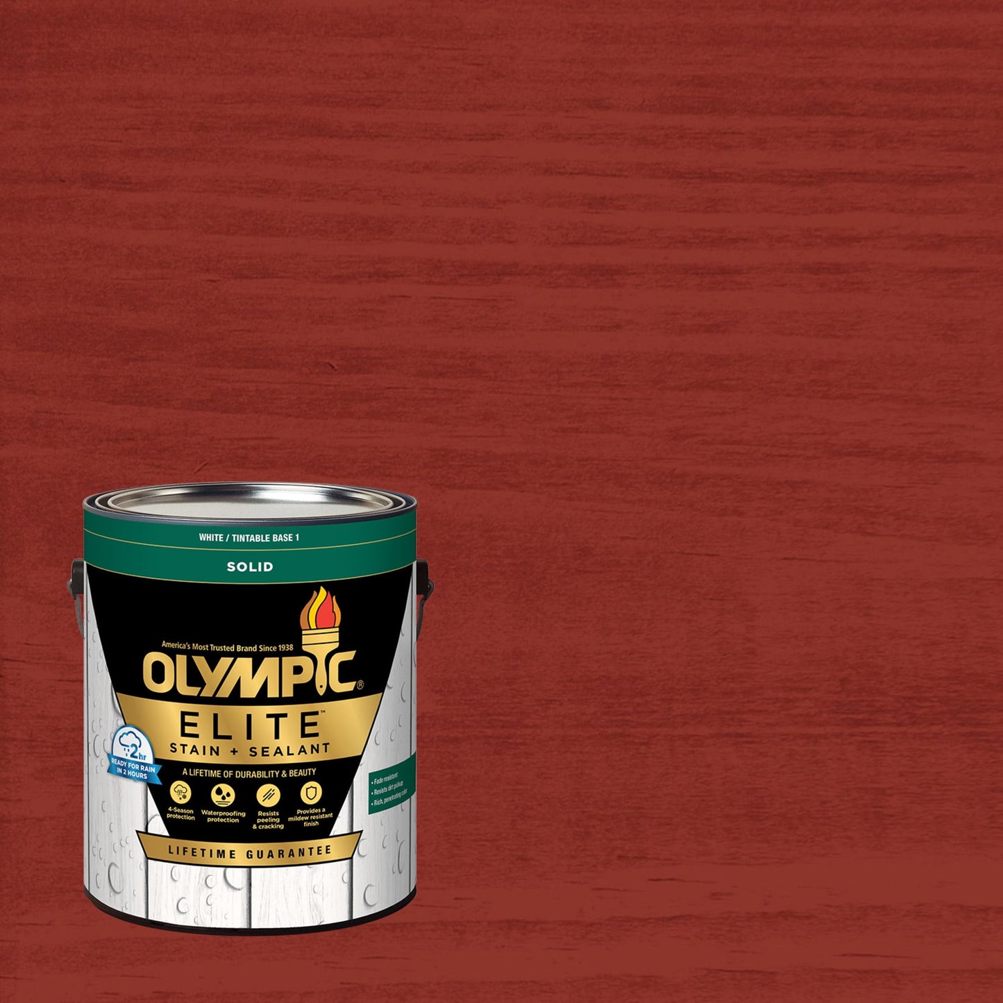 Olympic Elite 1 Gallon SC-1020 Copper Henna Solid Advanced Exterior Stain and Sealer in One