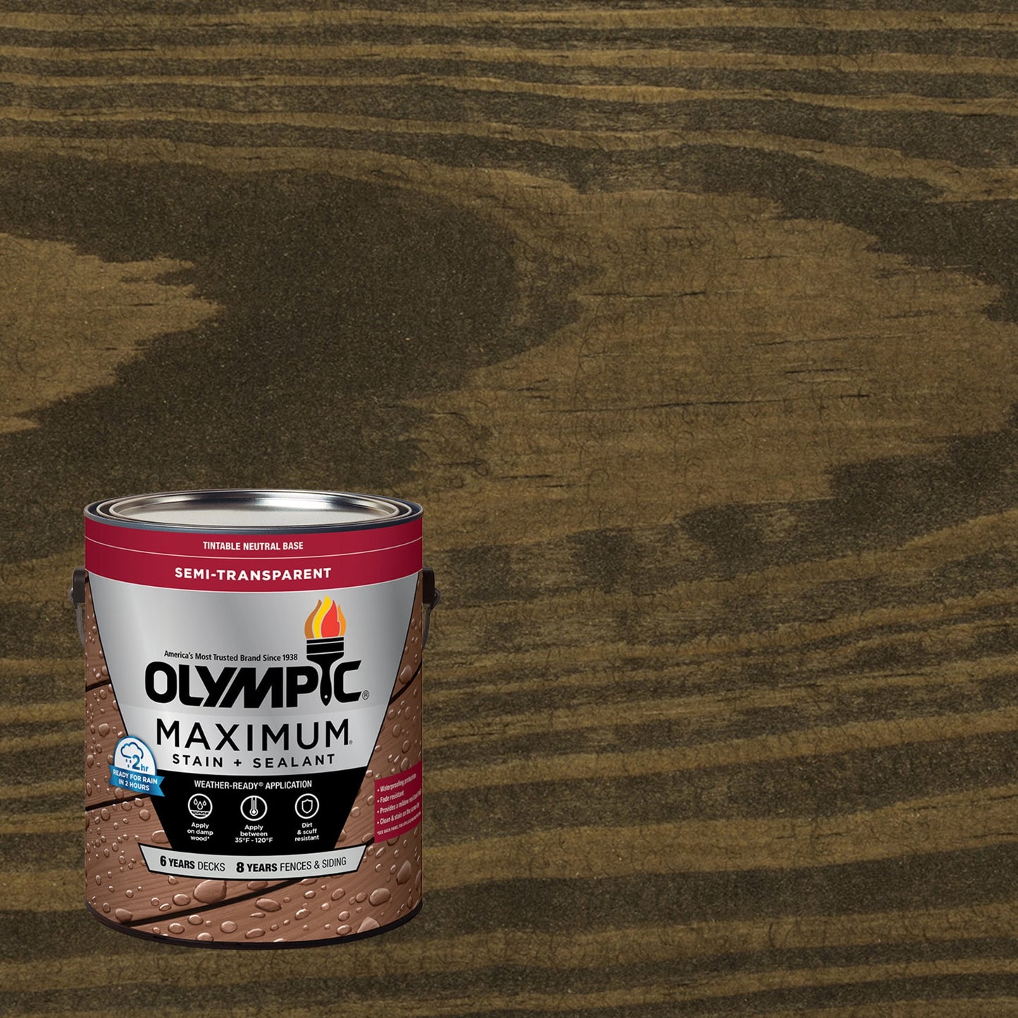 Olympic Maximum 1 Gallon ST-2014 Ebony Semi-Transparent Exterior Stain and Sealer in One Low VOC