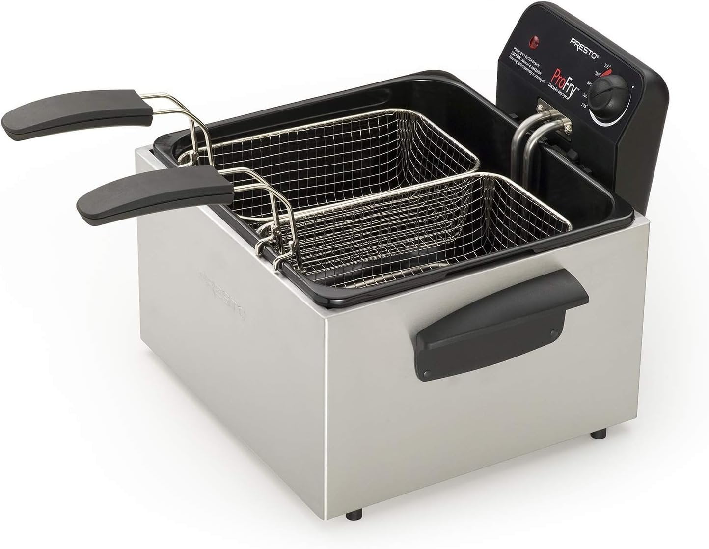 PRESTO Pro Fry 1800W 2-Basket Electric Deep Fryer, Stainless Steel