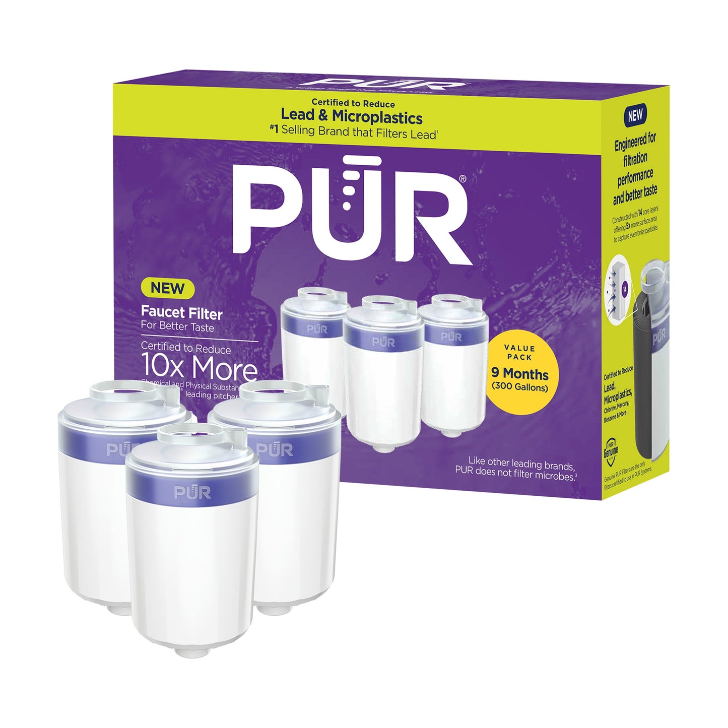 PUR Faucet Mount Water Replacement Filter, RF33753, 3 Pack