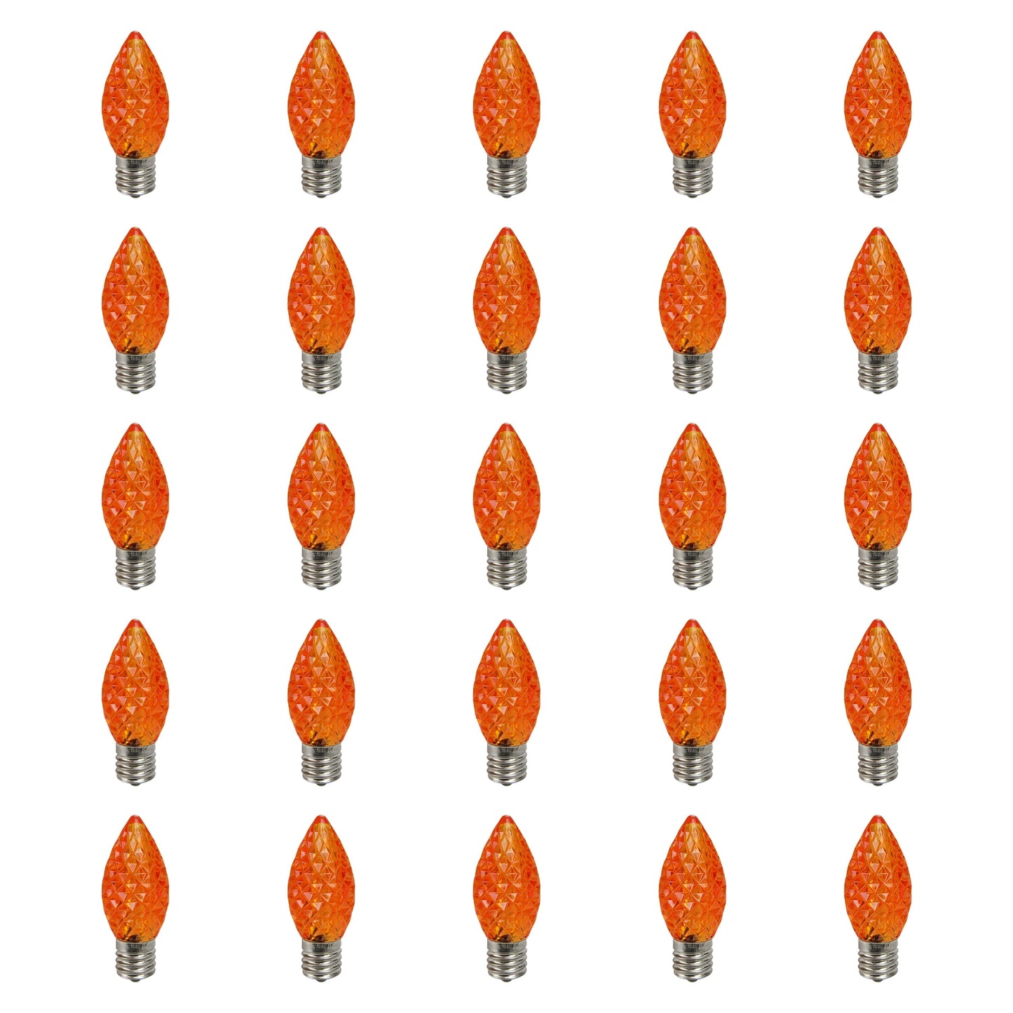 Pack of 25 Faceted LED Orange C9 Christmas Replacement Bulbs
