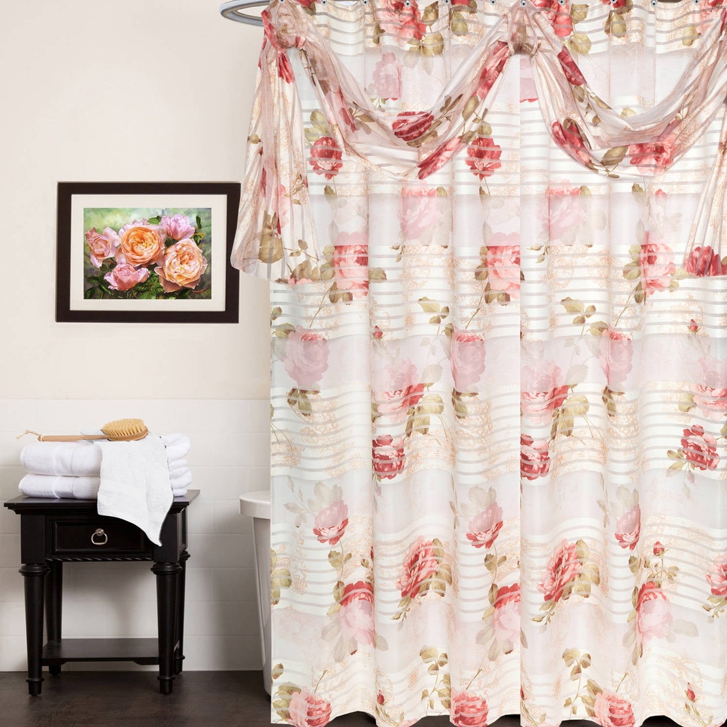 Popular Bath Madeline Beige Collection Shower Curtain