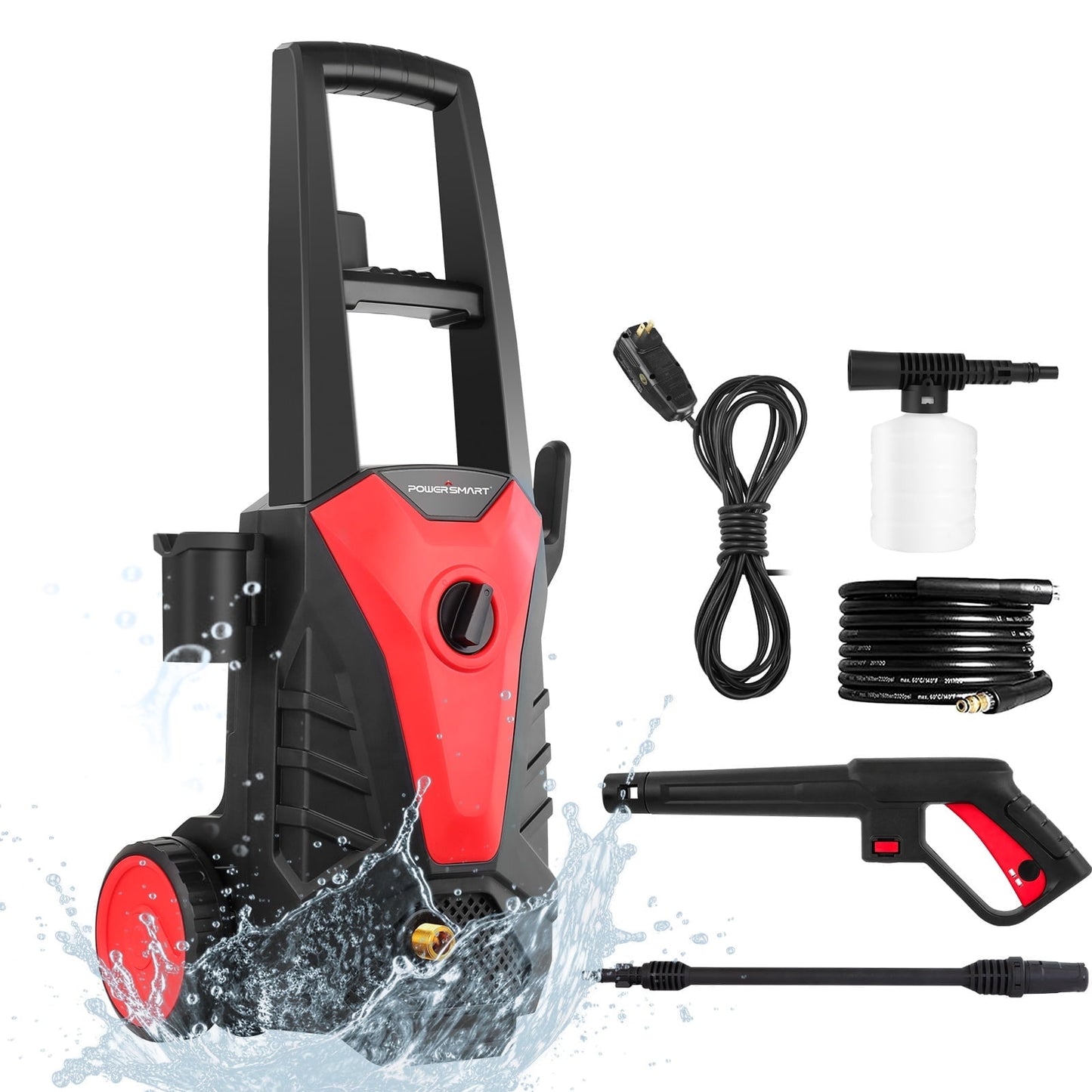 PowerSmart 1850 PSI at 1.85 GPM 120V Adjustable Nozzle Foam Cannon Electric High Pressure Washer
