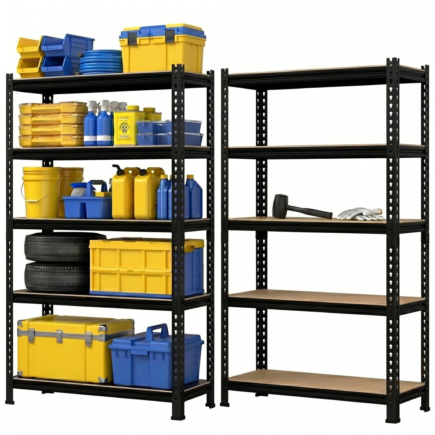 Prilinex Storage Shelves Metal 5 Tier Garage Shelving Heavy Duty 28"W x 12"D x 59"H Adjustable Shelving Unit for Garage Utility Rack Shelf for Basement Pantry Closet, 2 Pack