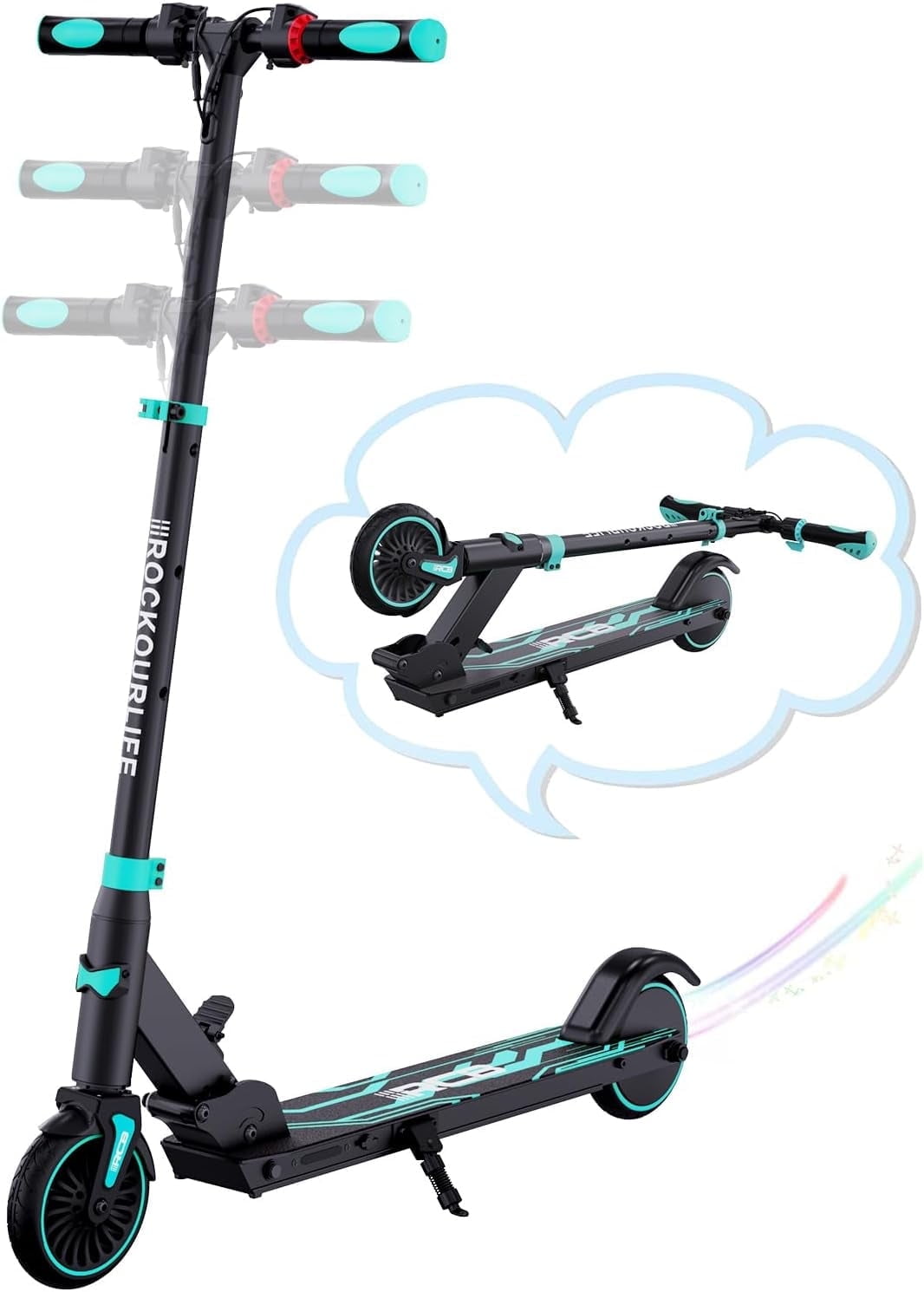 RCB Electric Scooter for Kids Ages 8+, Lightweight and Foldable, 250W Motor, Max 10 Mile & 12.5Mph, Double Brake, Adjustable Height Anti-Slip Handlebars,Red