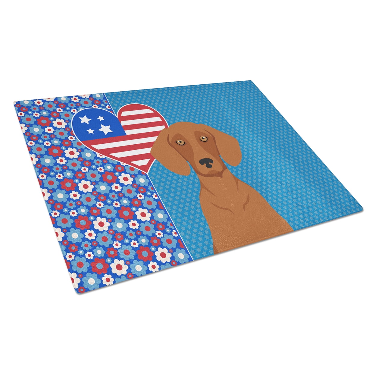 Red Dachshund Glass Cutting Board Large 12 in x 15 in