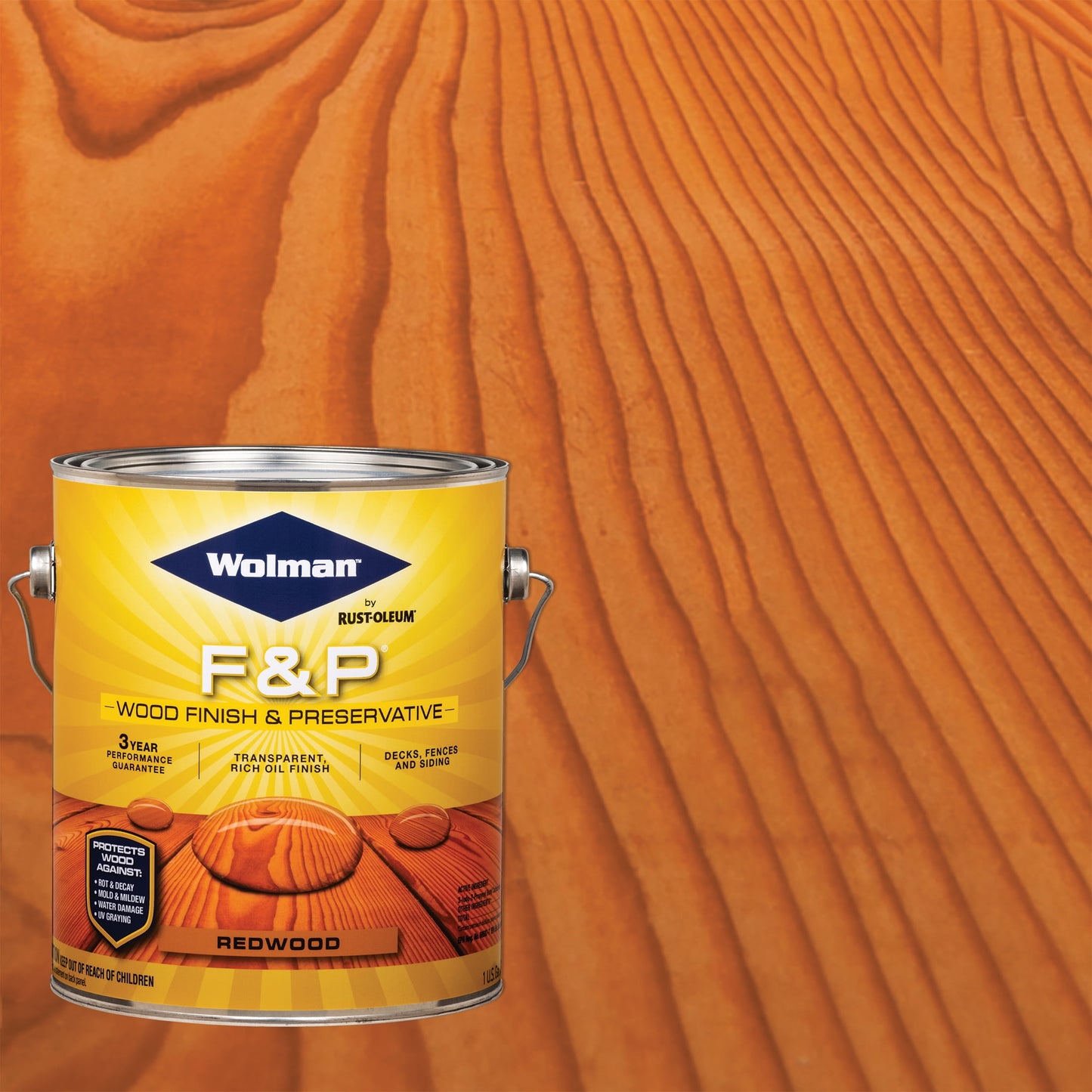 Redwood, Wolman Satin F & P Wood Finish and Preservative Redwood Semi-transparent Exterior Wood Stain - Gallon, 1 Pack