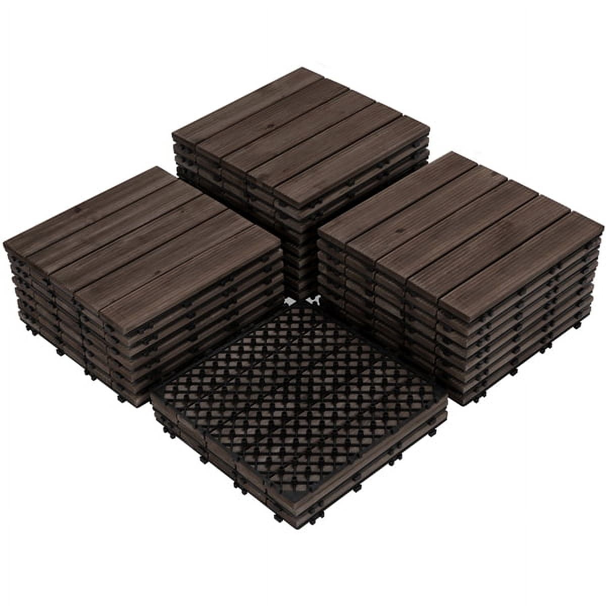 Renwick 27 Pieces 12’’ x 12’’ Wooden Floor Tiles for Outdoor and Indoor, Black
