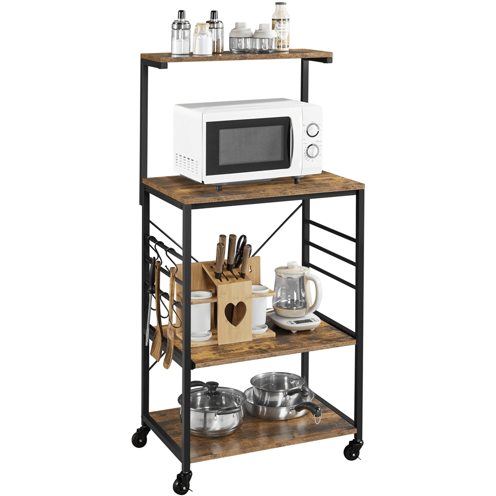 Renwick Rejilla para Panadero de Cocina de Metal de 50" de Alto con Ganchos Laterales, Marrón Rústico