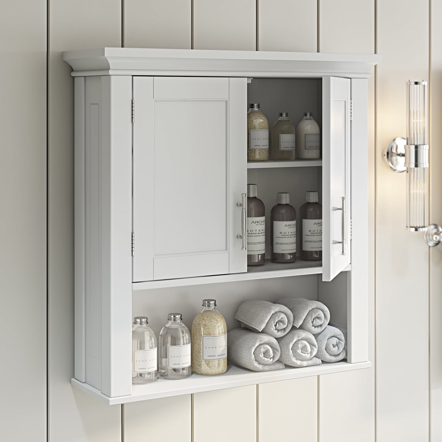 RiverRidge Somerset Gabinete de Medicinas de Baño de 2 Puertas Estante de Pared para LavanderÃa - Blanco