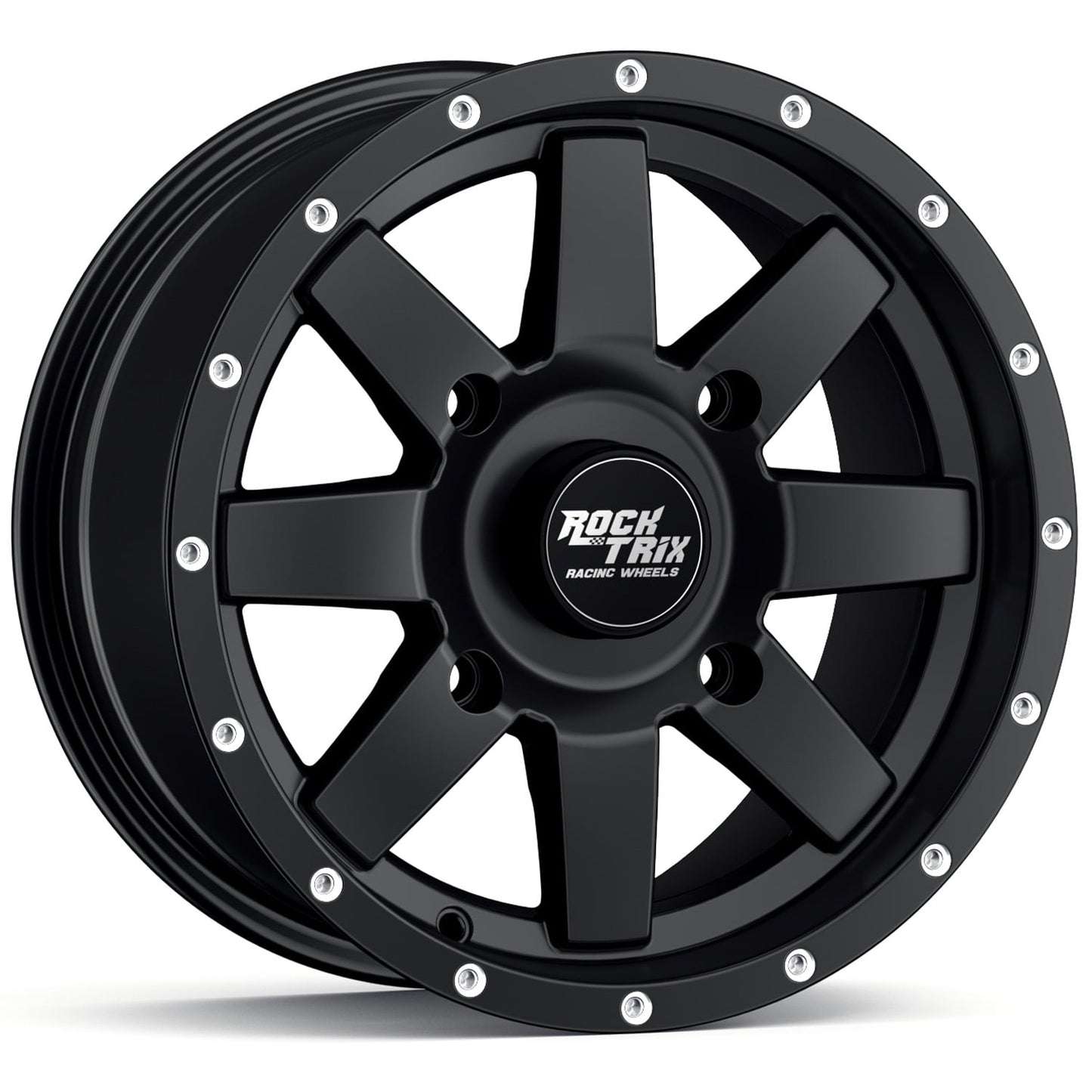 RockTrix RT106 14in ATV Wheel Rim 14x7 Matte Black 4x137, 5+2 Offset, Compatible with Bombardier Outlander CanAm Can-Am Can Am Commander Maverick Renegade Kawasaki 4/137