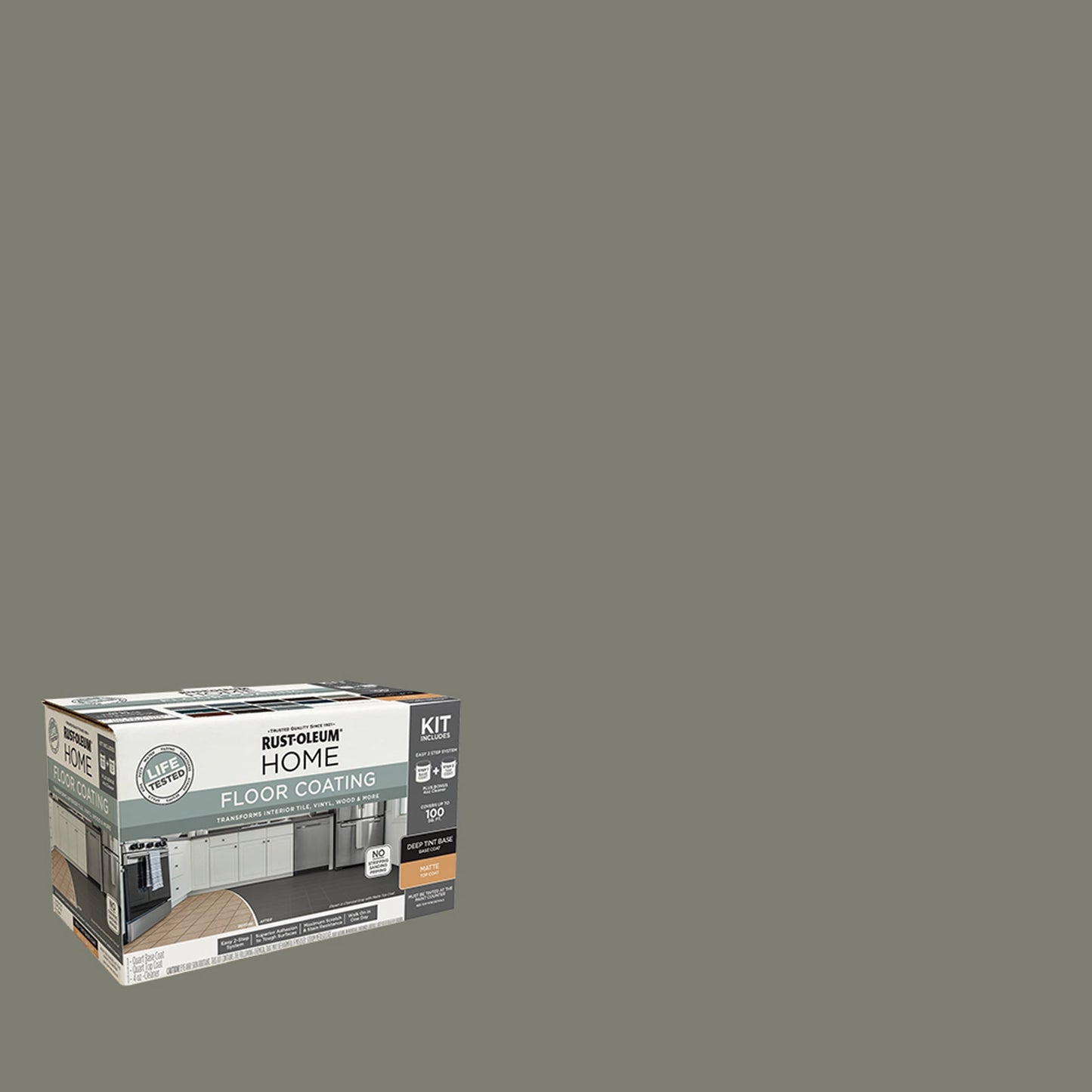 Rust-Oleum Home Matte Olive Green Interior Floor Coating Kit-363733T, Quart