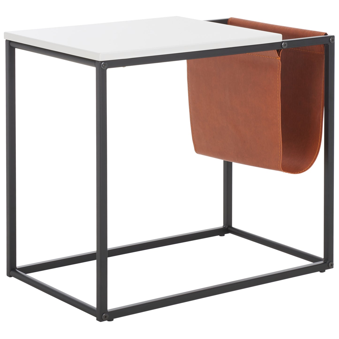 SAFAVIEH Eugenia Modern Style Side Table, White/Brown/Black (22 in. W x 13.8 in. D x 19.7 in. H)