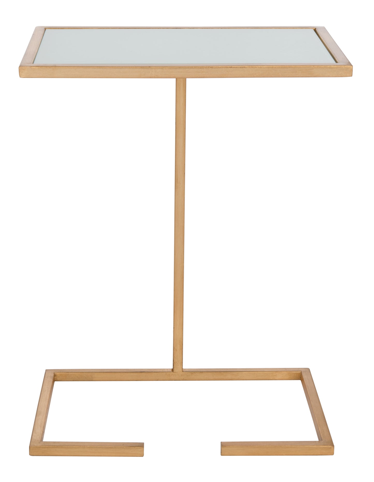 SAFAVIEH Neil 21 in. H Solid Classic Accent Table, Gold Leaf/White Glass