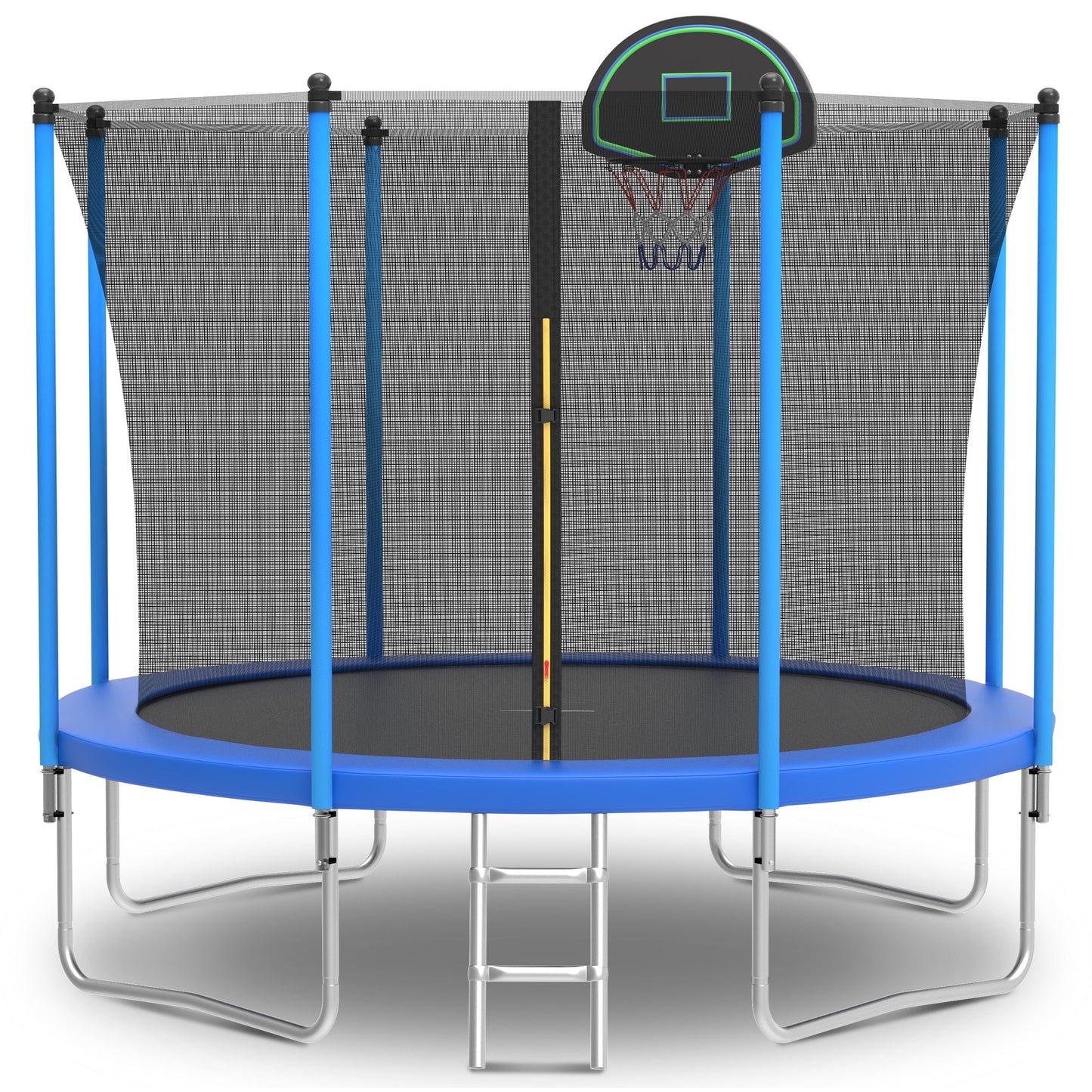 SEGMART 10ft Trampoline for Kids with Basketball Hoop and Enclosure Net/Ladder,Blue