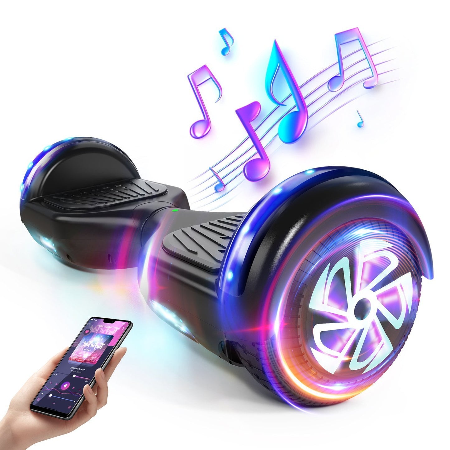 SISIGAD Hoverboard, 6.5 inch Hoverboard for Kids and Adults, Hoverboard with Bluetooth and LED Lights
