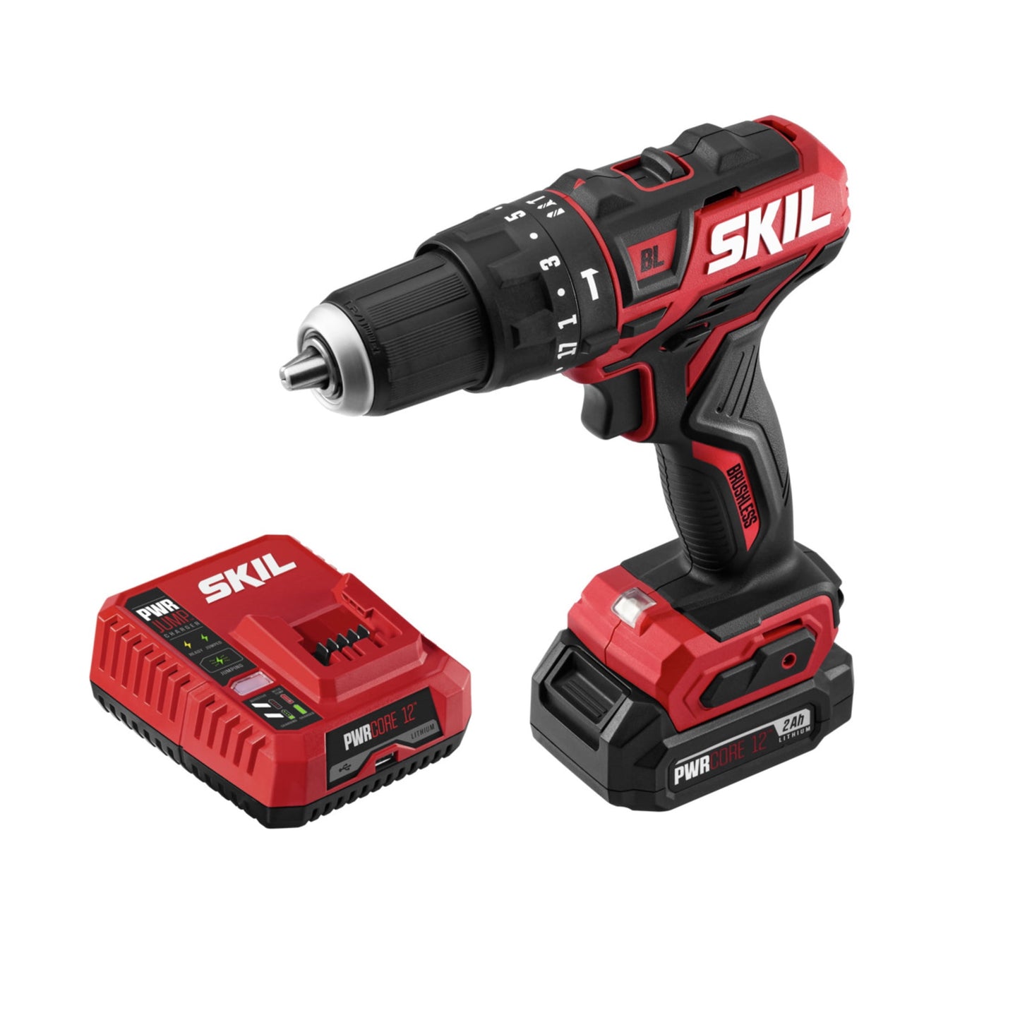 SKIL PWR CORE 12™ Brushless 12-Volt 1/2'' Hammer Drill with 2.0Ah PWR ASSIST™ Battery and PWR JUMP™ Charger, HD5290A-10