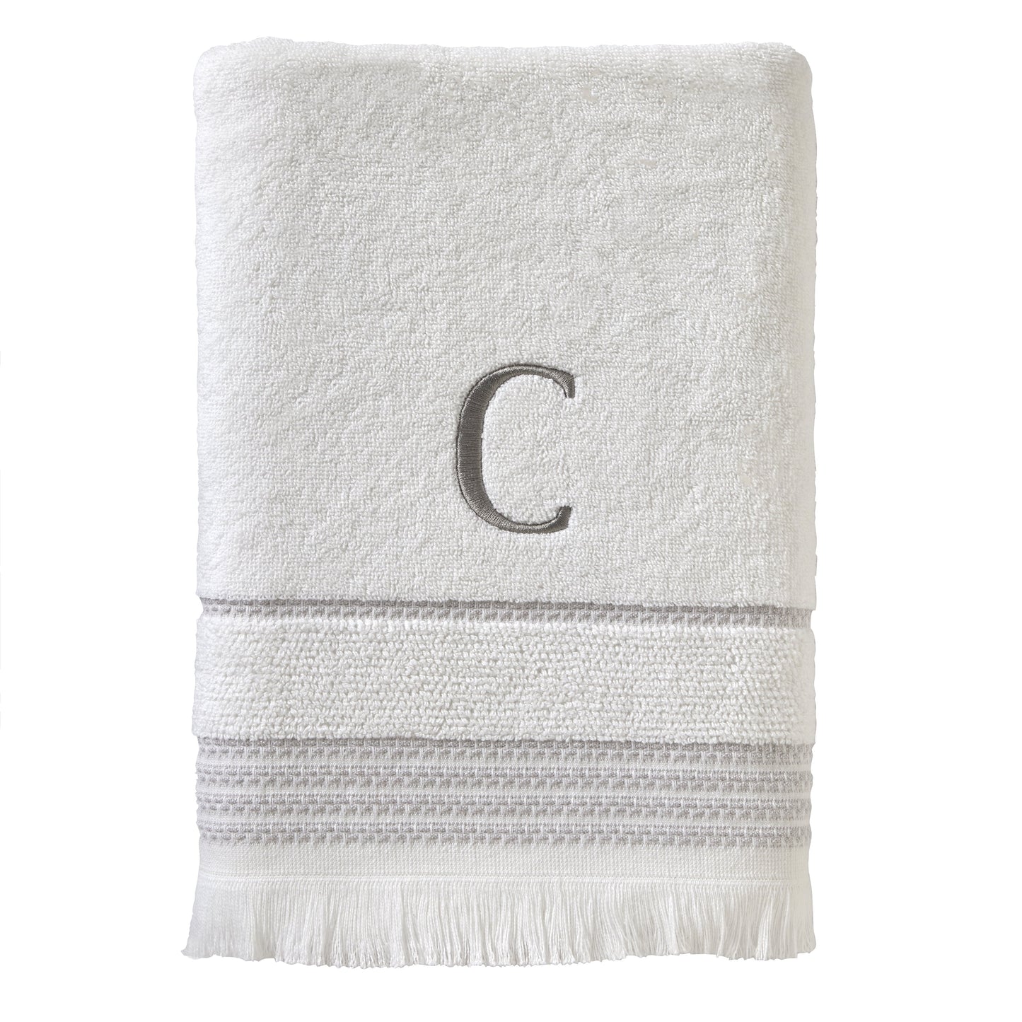 SKL Home Casual Monogram Bath Towel, "C", White