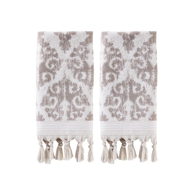 SKL Home Mirage Fringe Hand Towel (2-Pack), Taupe, 16" x 26"