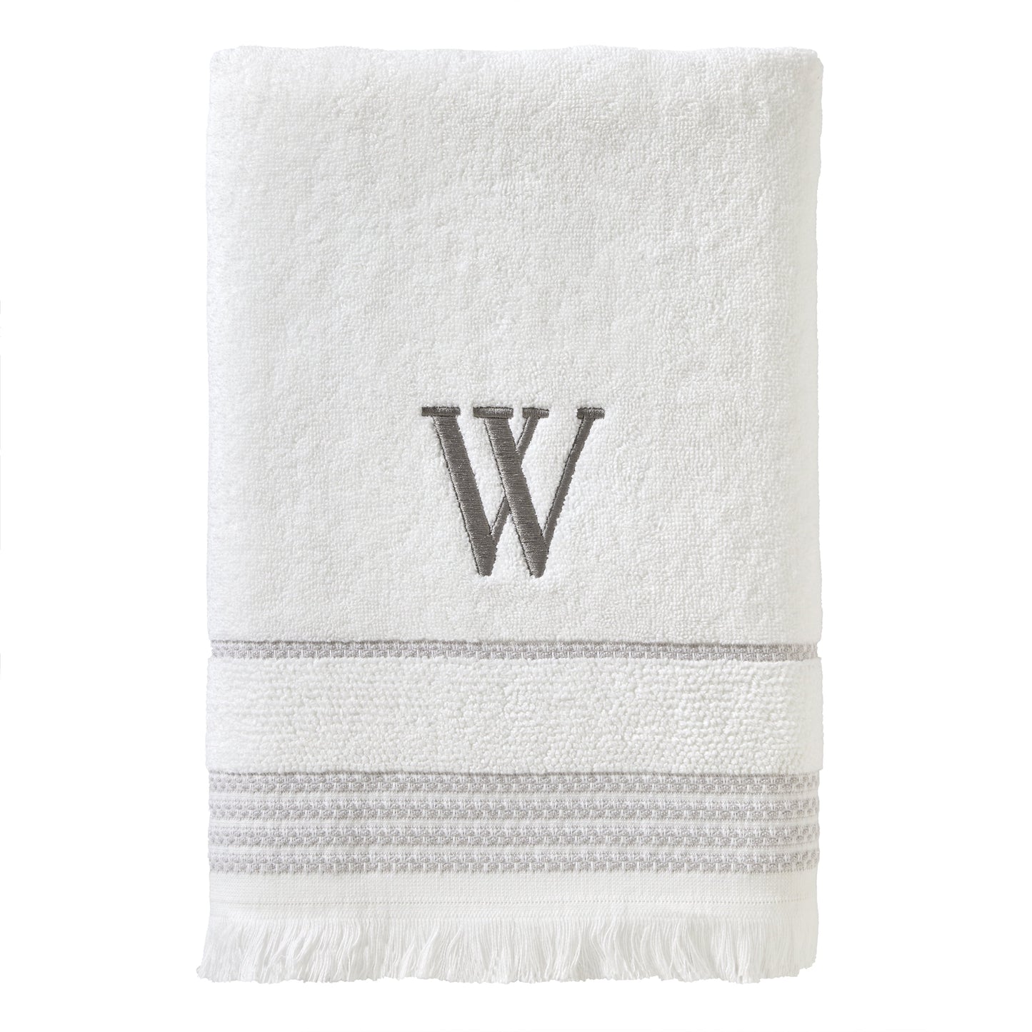 SKL Home Monogram Cotton Bath Towel, "W", White
