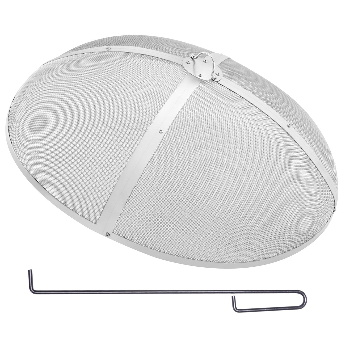 SKYSHALO 30" Round Firepit Spark Screen Cover Lid Stainless Steel Wood Burning