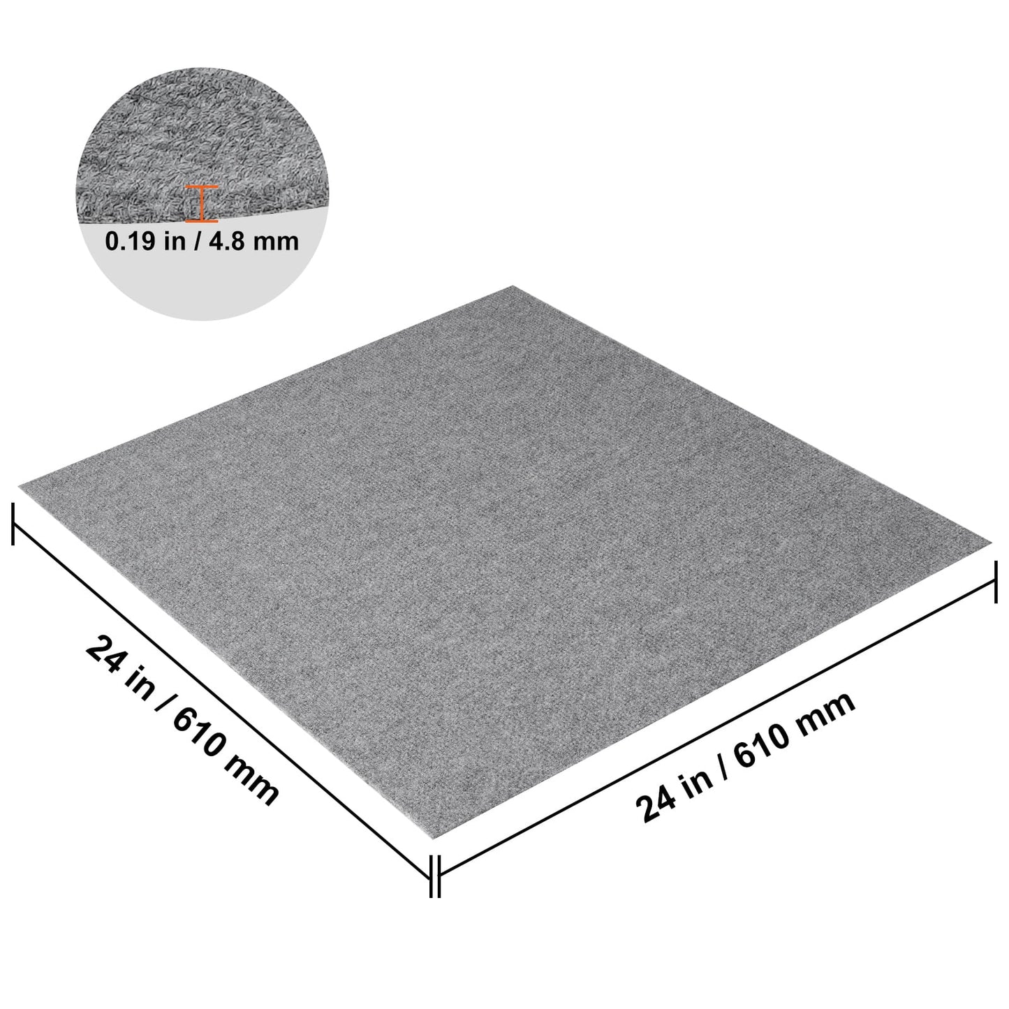 KFFKFF 9pcs Peel and Stick Carpet Tile Self Adhesive Floor 24†x 24†Light Gray
