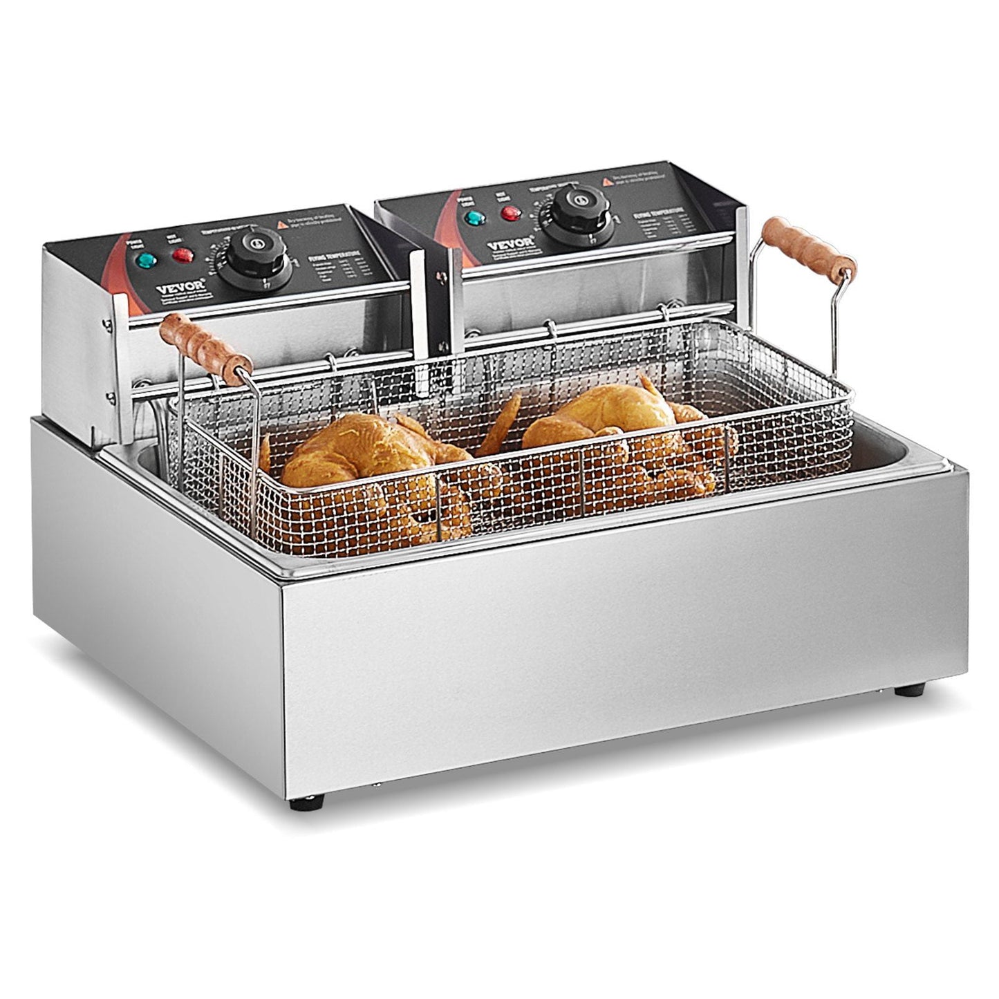 STAWAY Commercial Deep Fryer - 3000W Countertop Fryer with 18Qt Capacity, Dual Heating, Adjustable Temp Control, 2 Baskets for Fast Cooking, Ideal for Restaurants & Parties