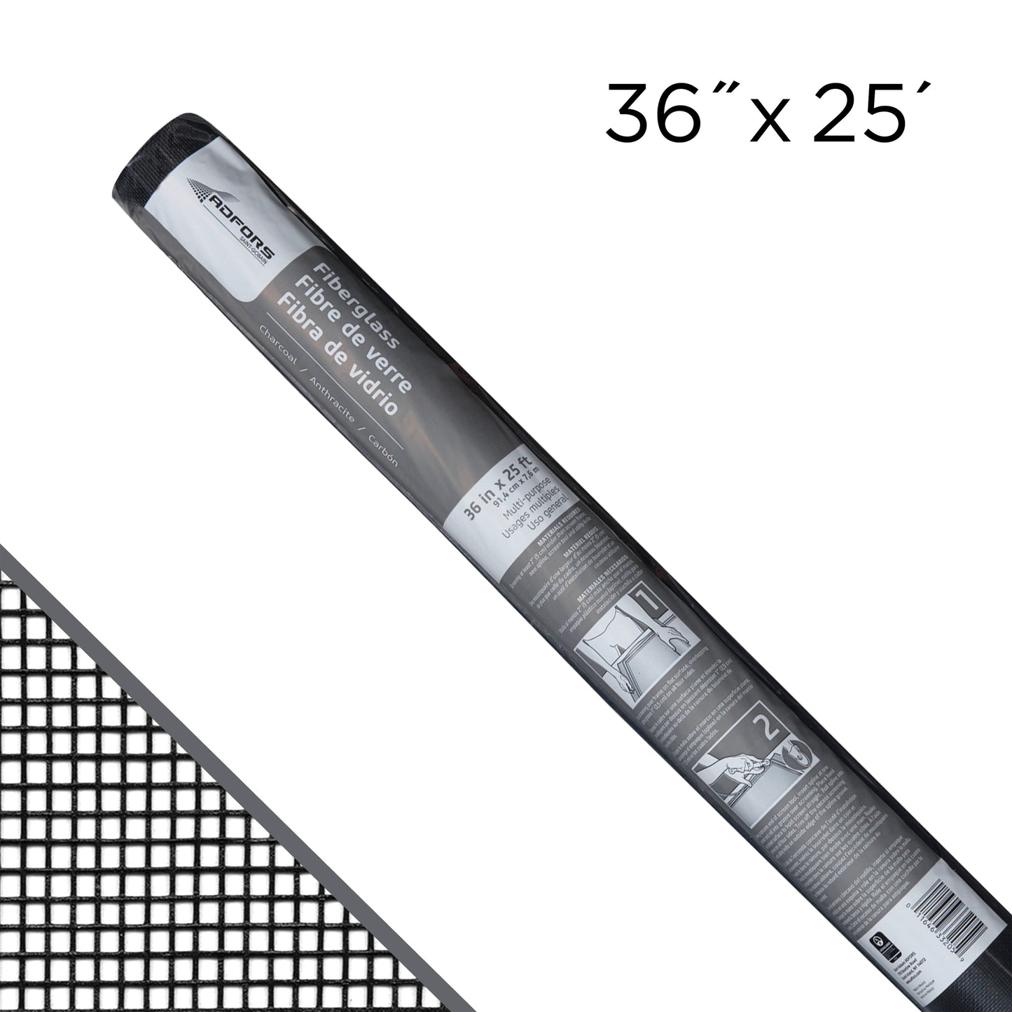 Saint-Gobain ADFORS 36 in. x 25 ft. Charcoal Fiberglass Screen Roll for Windows and Door