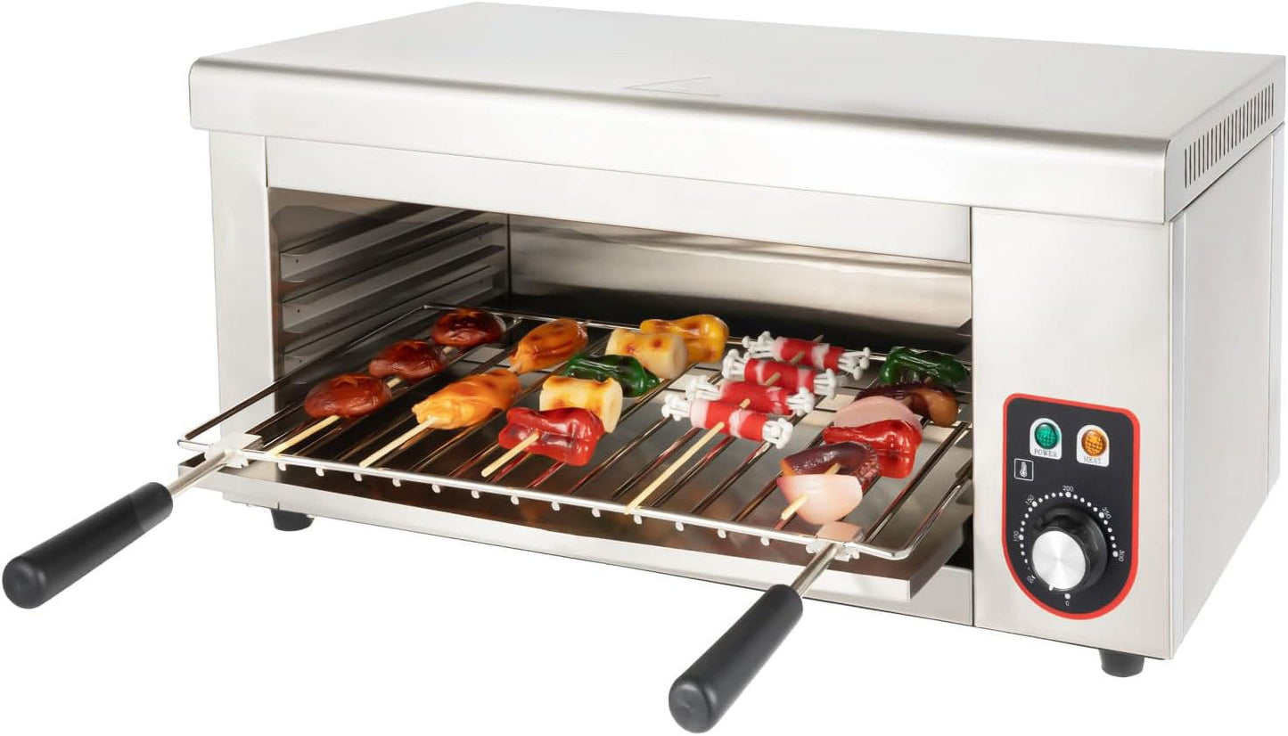 Salamander Broiler Countertop Grill, 1500W 110V Commercial Salamander Broiler, Stainless Steel Cheese Melter Machine, Countertop Salamander Broiler for Restaurant Kitchen Home Toast Sandwiches