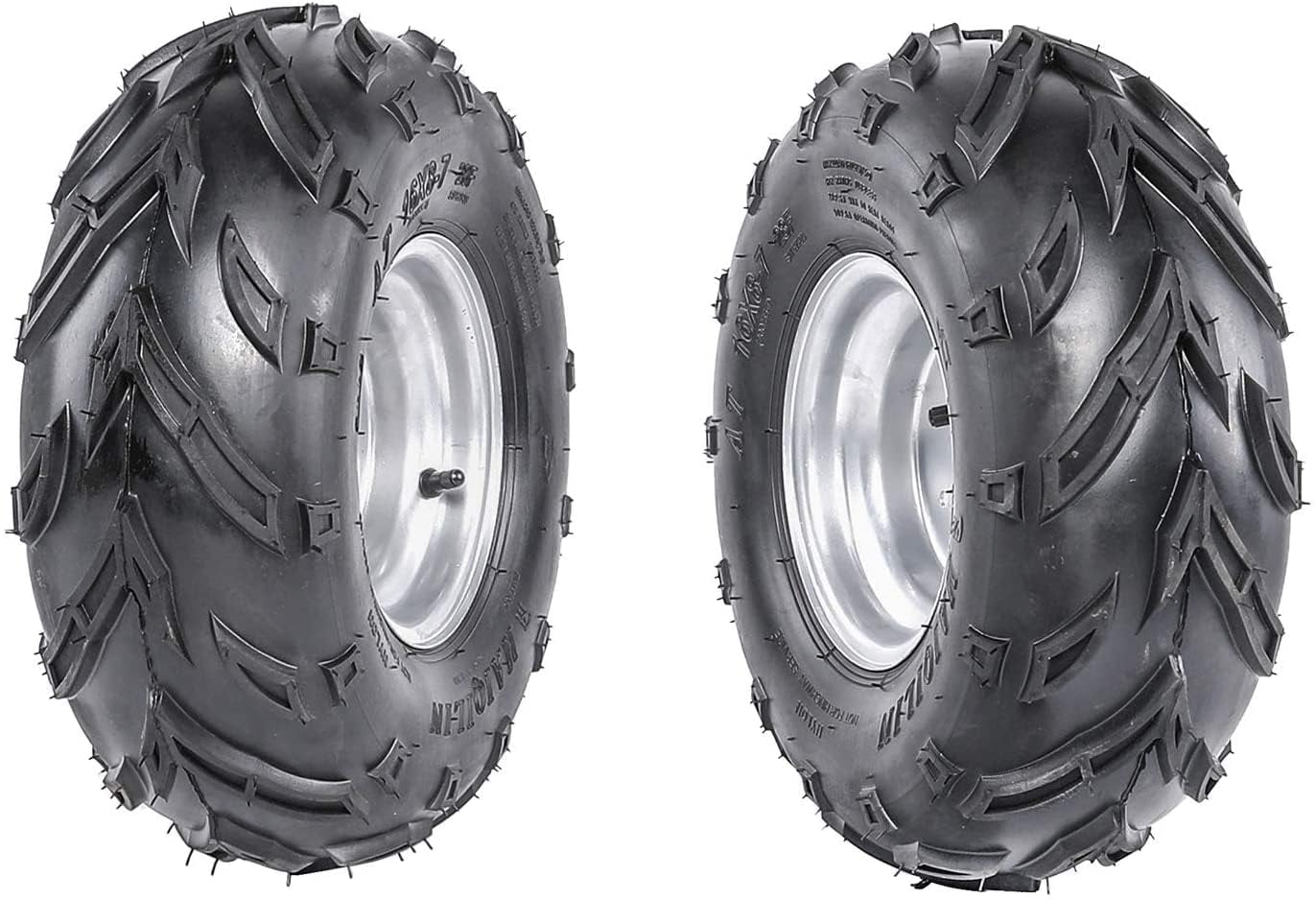 Set of 2 7 inch Go Kart Tires Wheels 16X8-7 ATV Tubeless Tires and Rims 3 Stud 16x8x7 for Go Cart UTV Quad Bike Buggy Mini Bike 4 Wheelers Ride on Mower Taotao Coolster 110cc 125cc (2pcs)