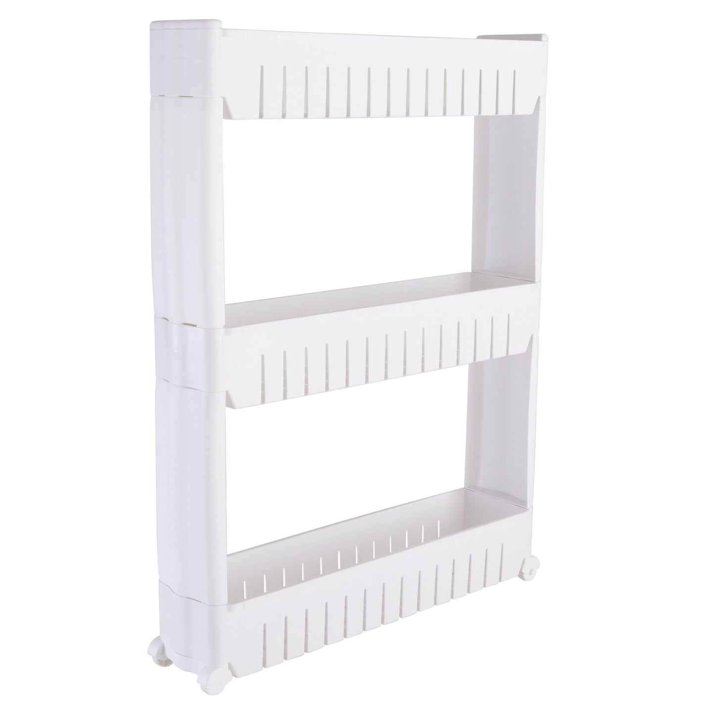 Simplify 3 Tier Slim Plastic Slide Out 21.4" L Storage Cart in White