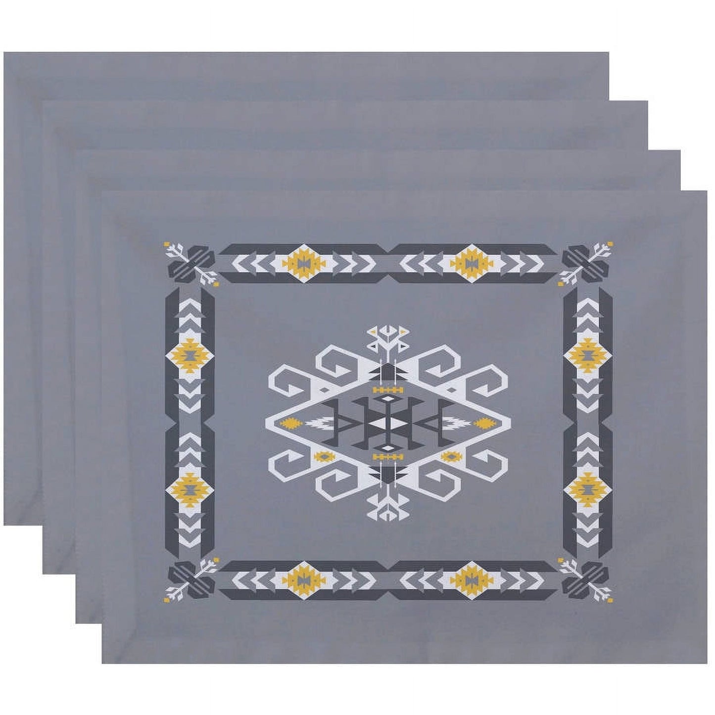 Simply Daisy 18" x 14" Jodhpur Border 3 Geometric Print Placemats, Set of 4