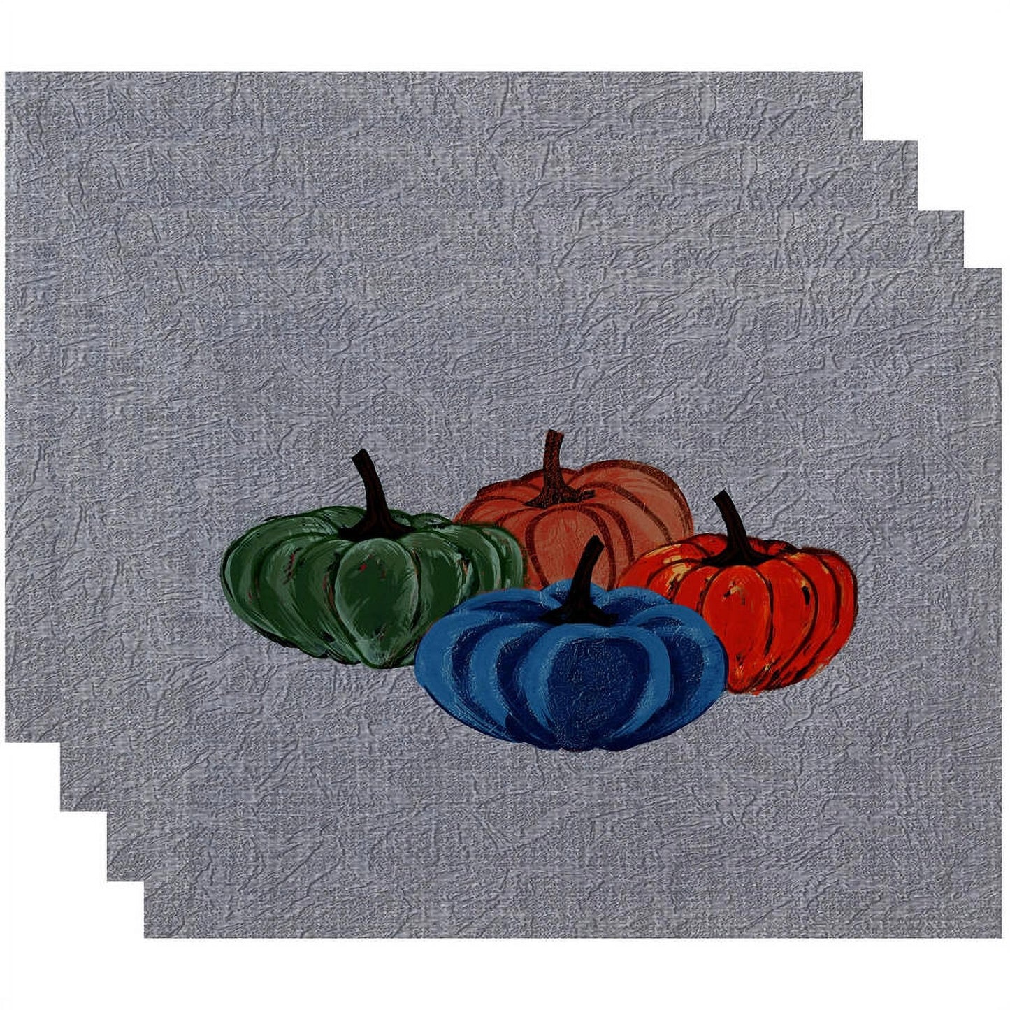 Simply Daisy 18" x 14" Paper Mache Pumpkins Geometric Print Placemats, Set of 4