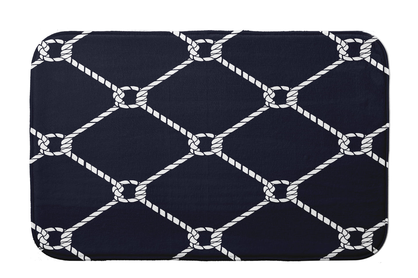 Simply Daisy 24" x 17" Plush Microfiber Navy Ahoy! Bath Mat