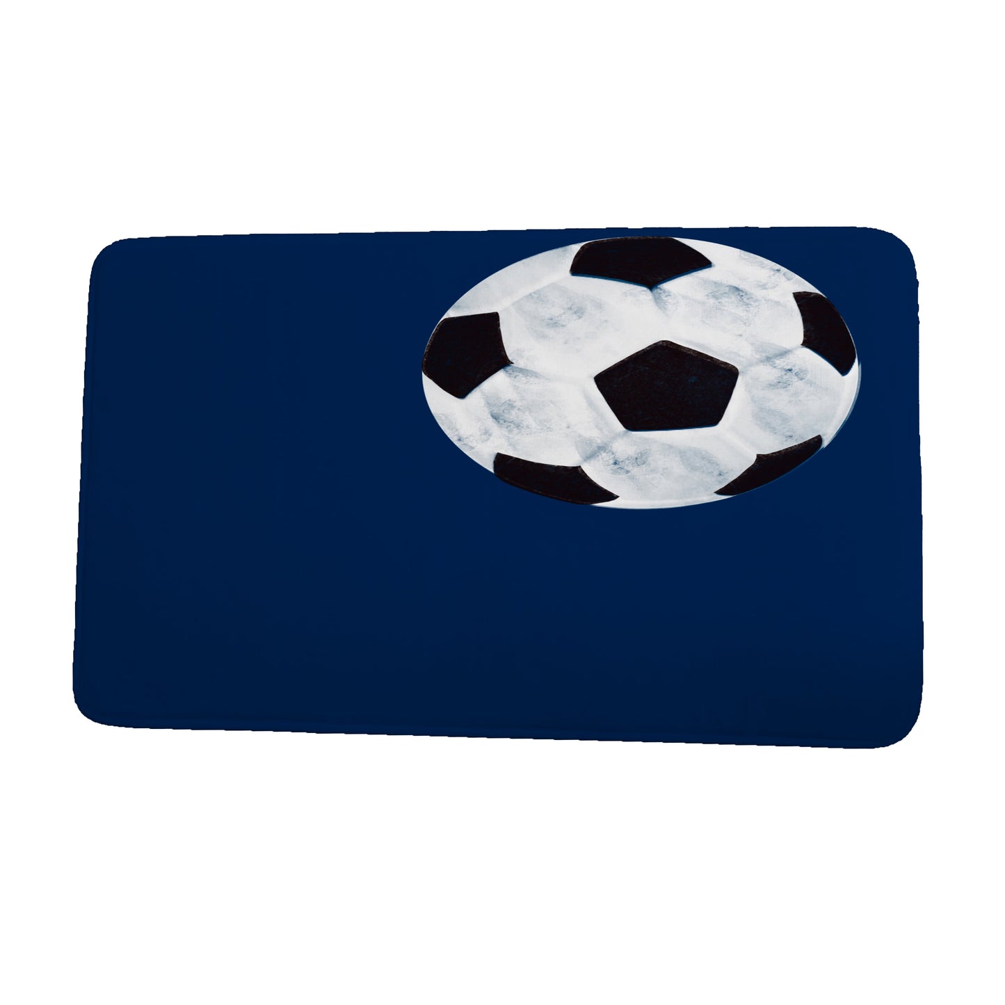 Simply Daisy 24" x 17" Plush Microfiber Navy Soccer Ball Bath Mat