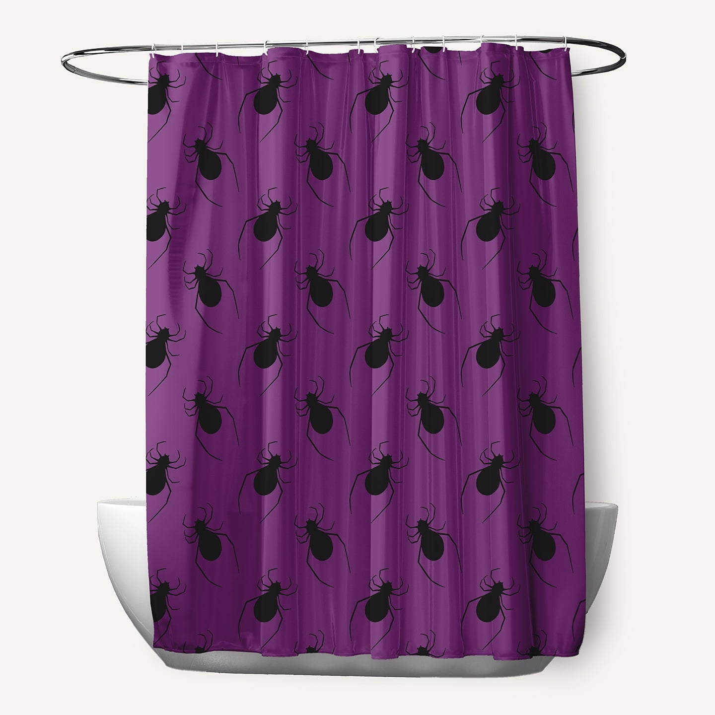 Simply Daisy Halloween Amethyst Spider Pattern Polyester Shower Curtain, 70 in. W x 73 in. H