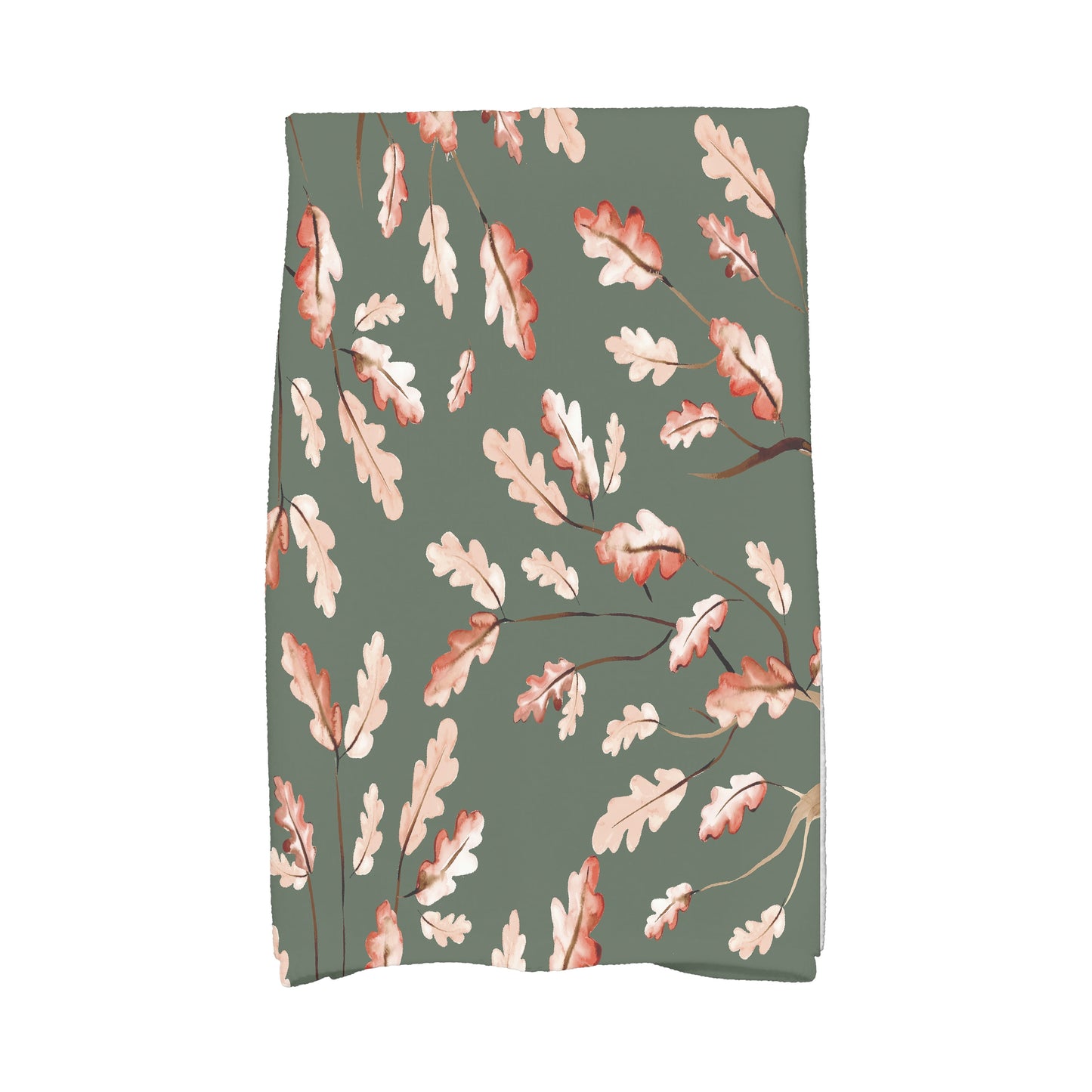 Simply Daisy Wild Oak Leaves 16 x 25 Inch Dark green Floral Print Kitchen Towel